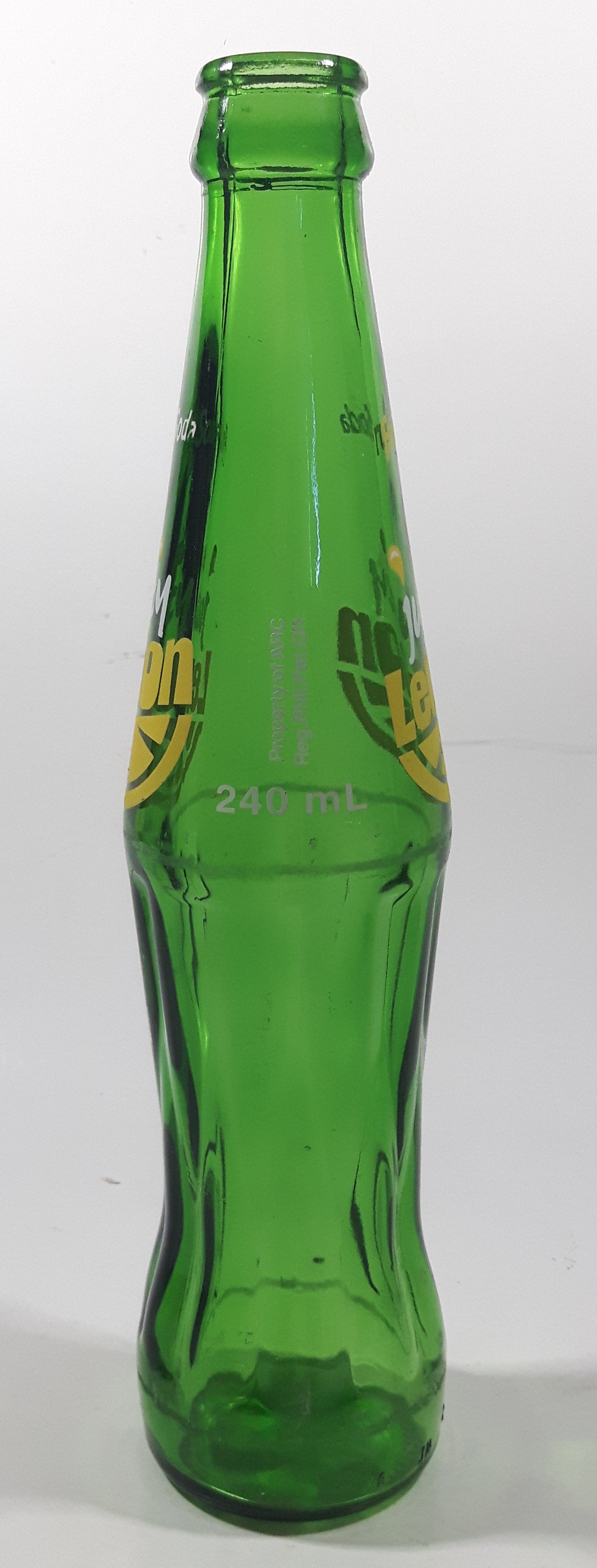 Fruit Soda Juicy Lemon 9 3/8" Tall 240mL Green Glass Soda Pop Bottle 4