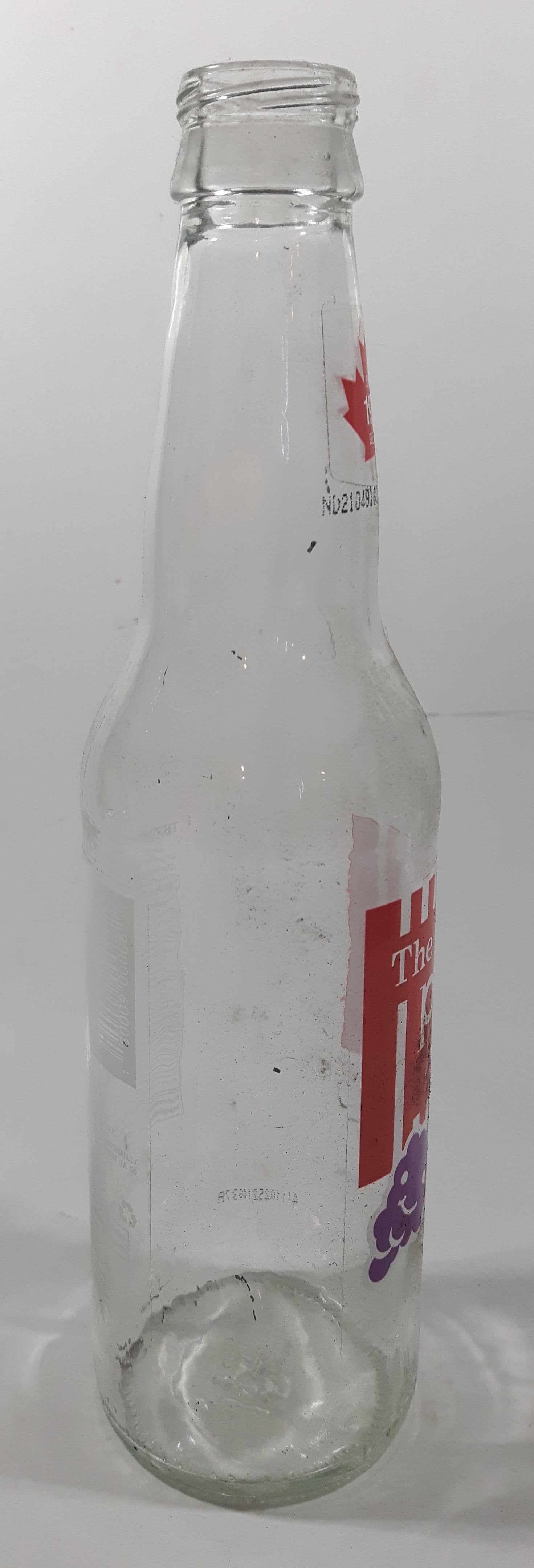The Pop Shoppe Grape 9" Tall 355mL Clear Glass Soda Pop Bottle 4