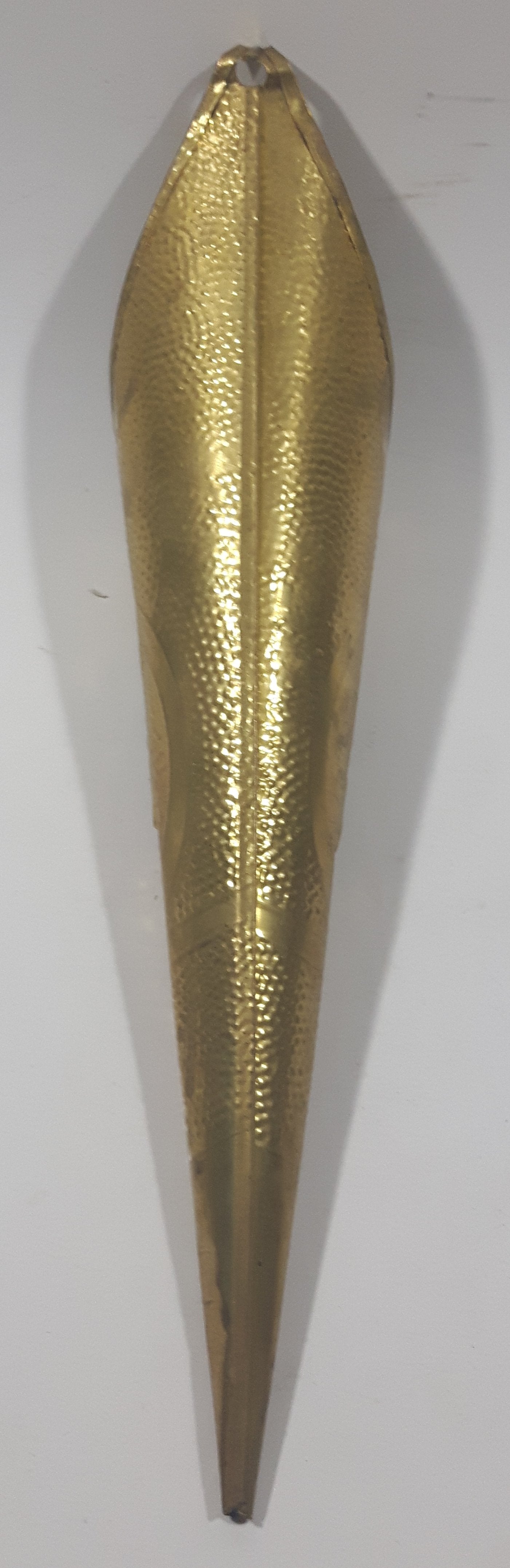 Vintage Hammered Brass 11" Long Cone Shaped Fireplace Match Holder 8