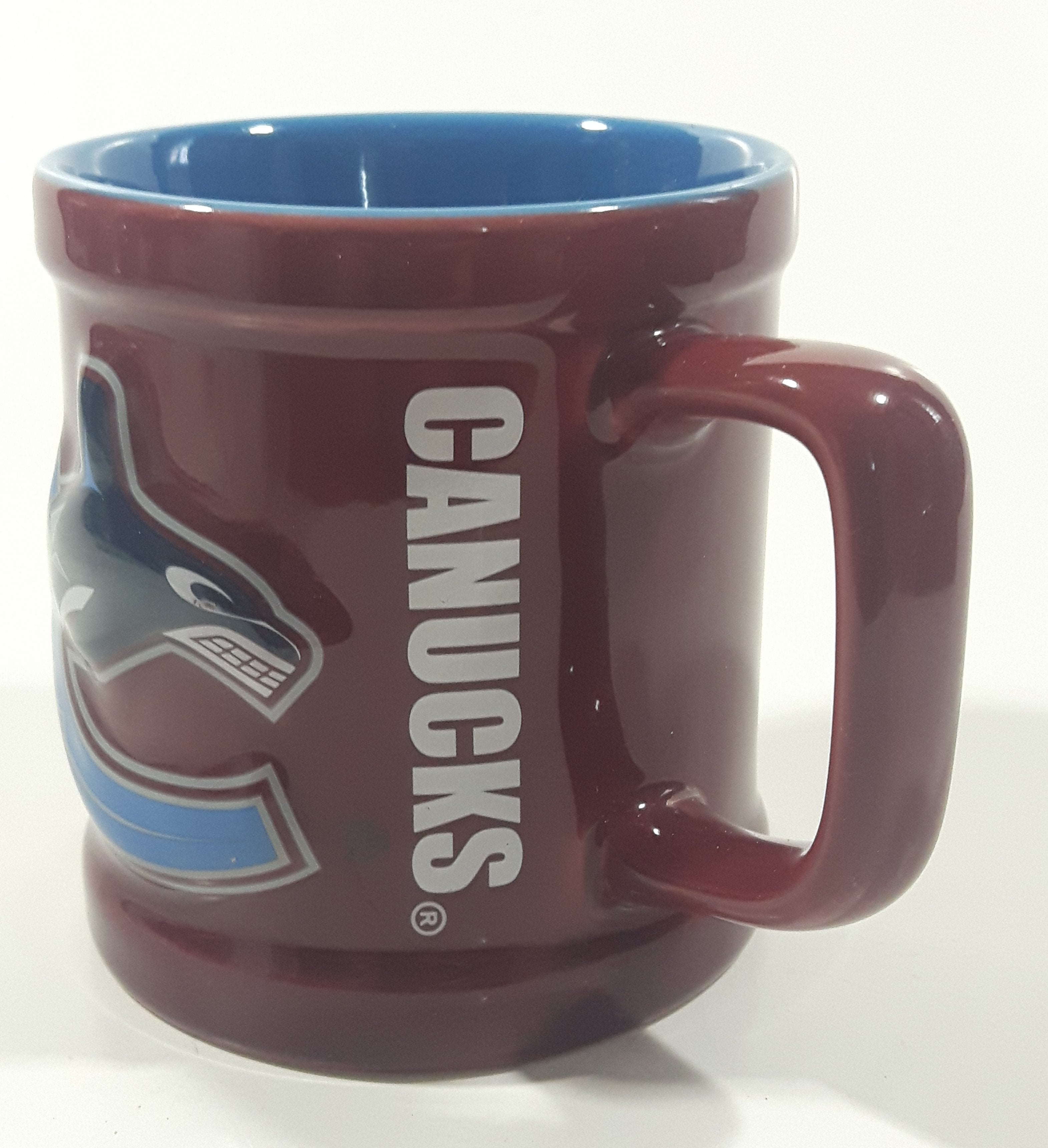 Hockey Rules NHL Vancouver Canucks Ice Hockey Team Embossed 3 3/4" Tall Ceramic Coffee Mug Cup 2