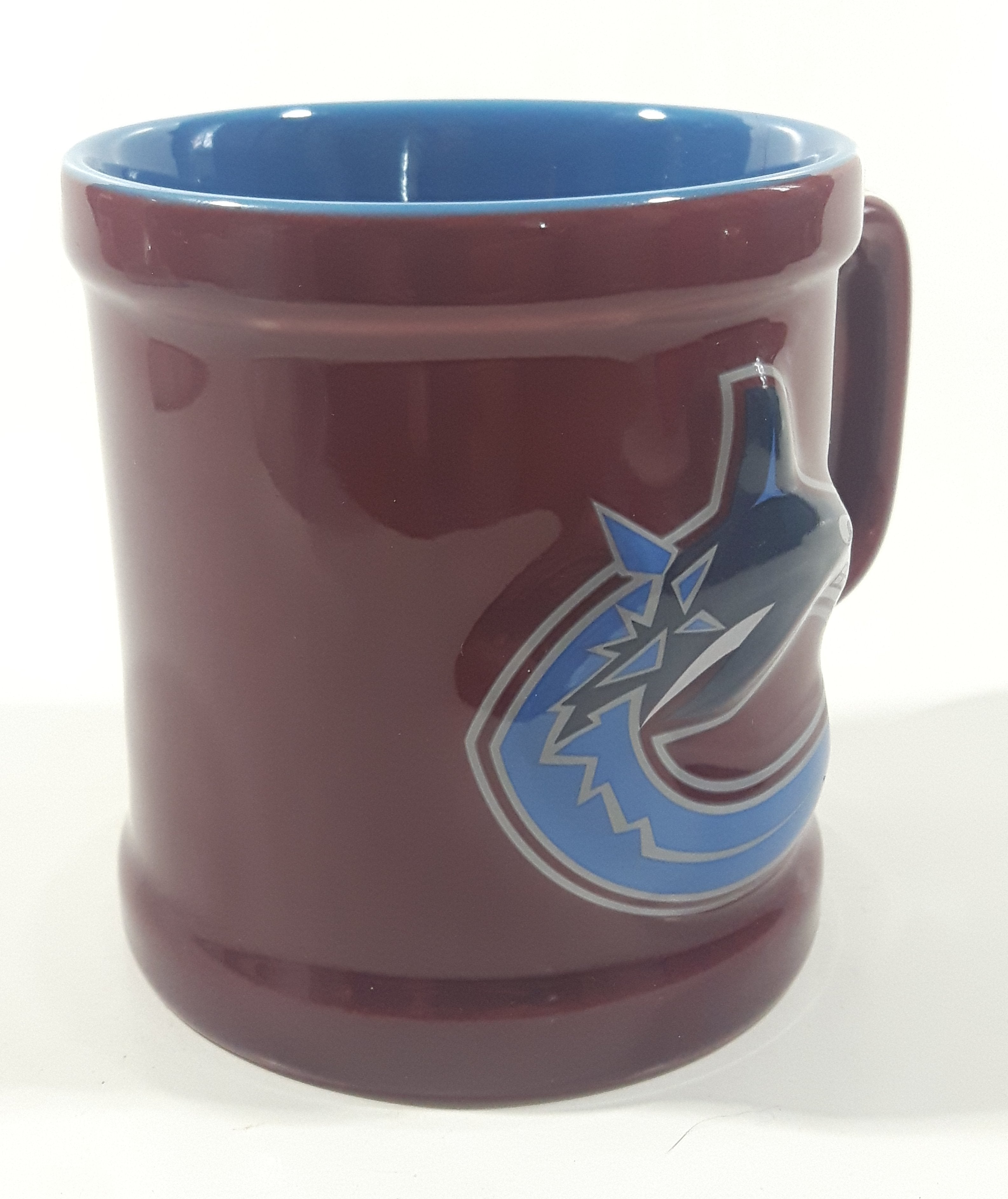 Hockey Rules NHL Vancouver Canucks Ice Hockey Team Embossed 3 3/4" Tall Ceramic Coffee Mug Cup 9