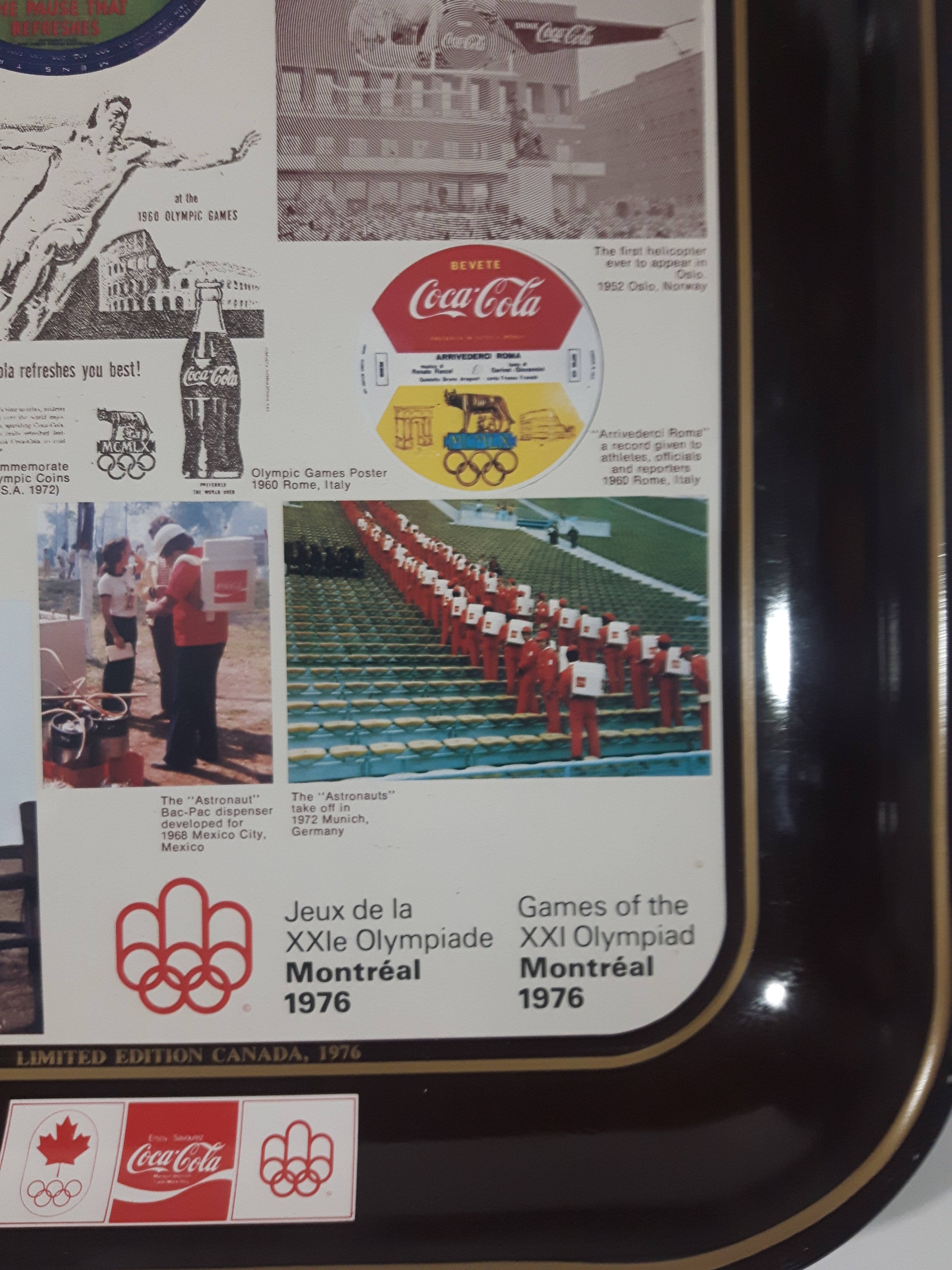 Vintage 1976 Coca-Cola Montreal Summer Olympic Games Metal Beverage Serving Tray 5