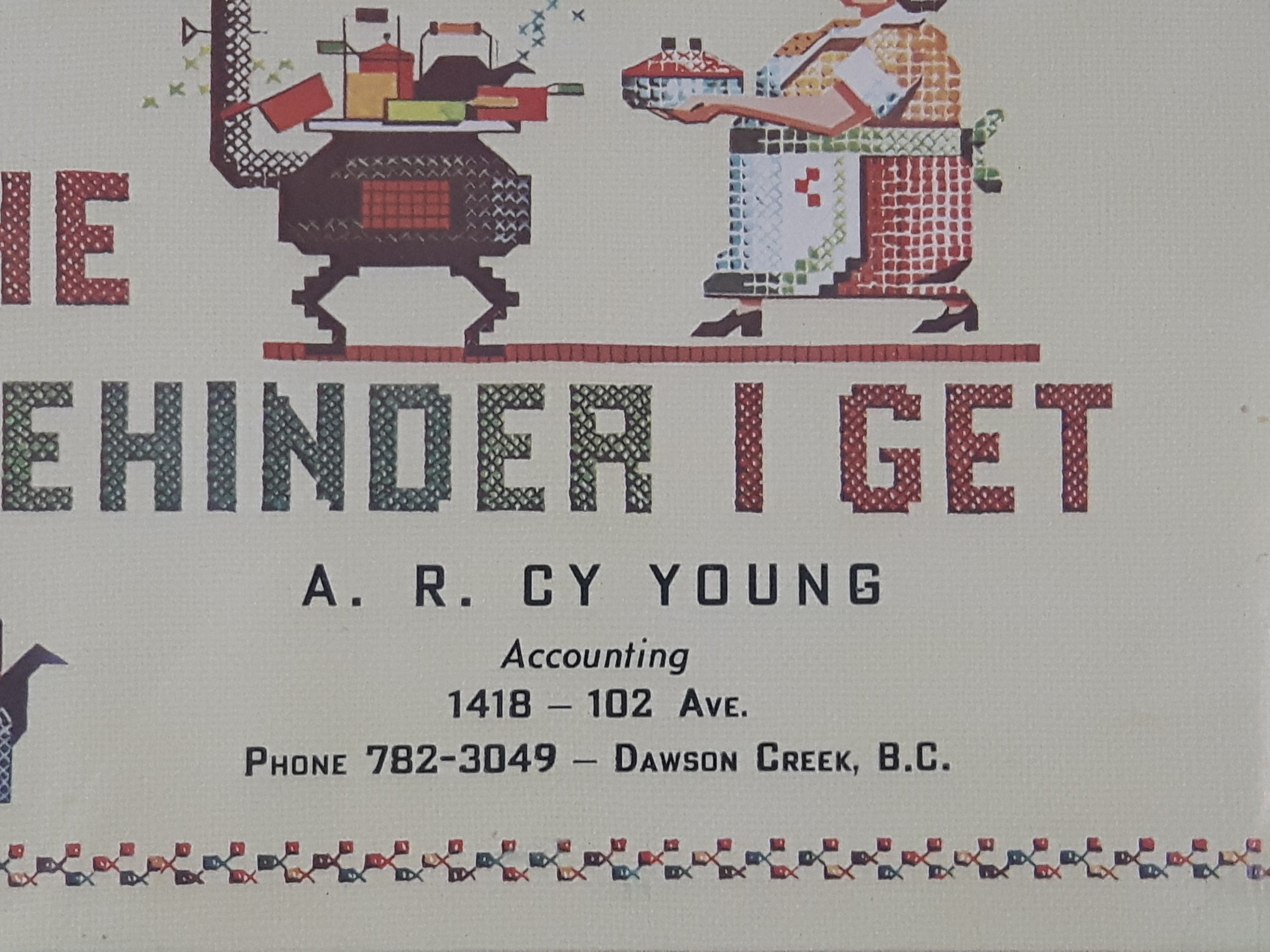 Antique "The Hurrier I Go The Behinder I Get" Advertising Mercury Thermometer A.R. Cy Young Accounting Dawson Creek, B.C. 2