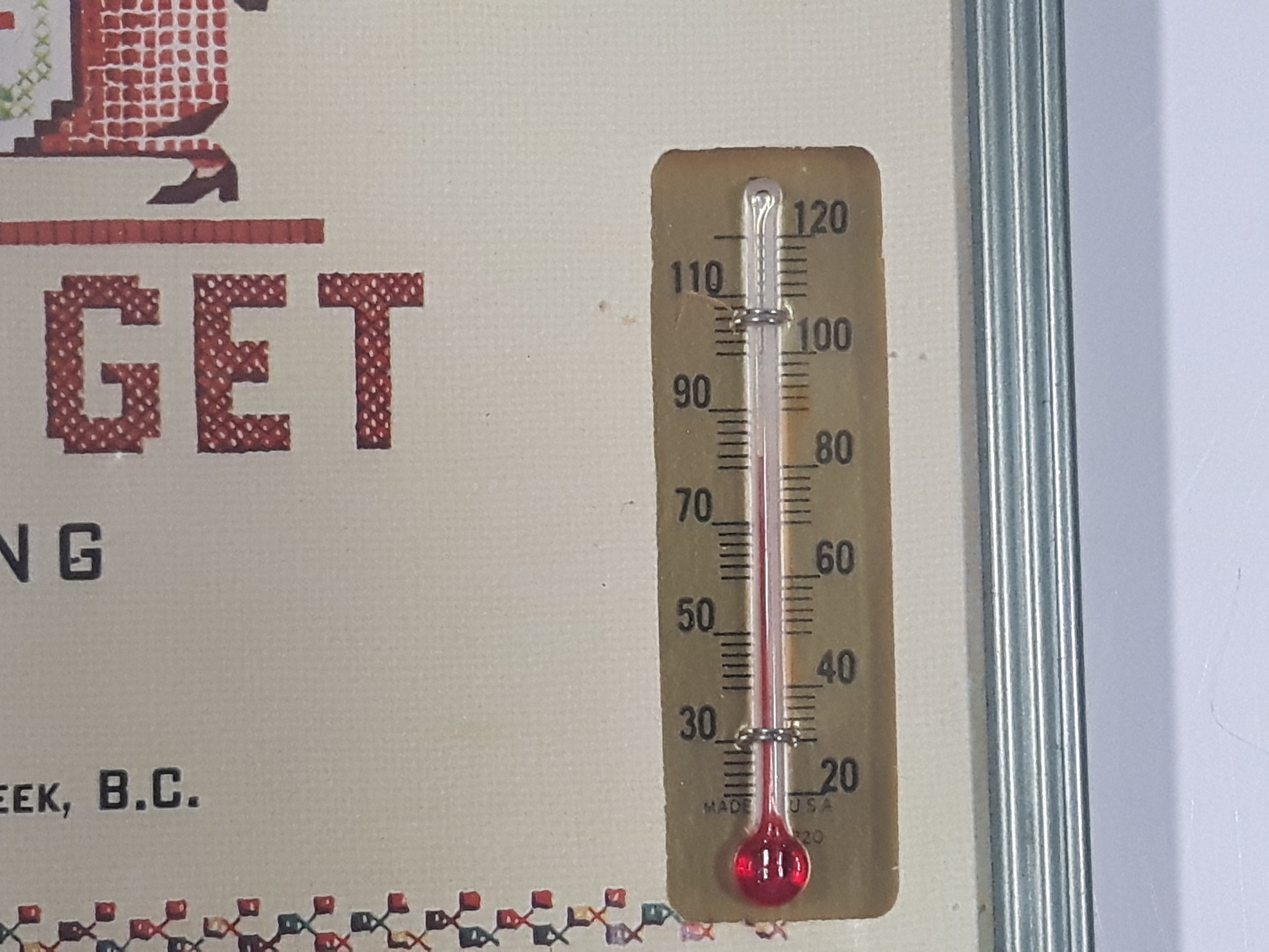 Antique "The Hurrier I Go The Behinder I Get" Advertising Mercury Thermometer A.R. Cy Young Accounting Dawson Creek, B.C. 4