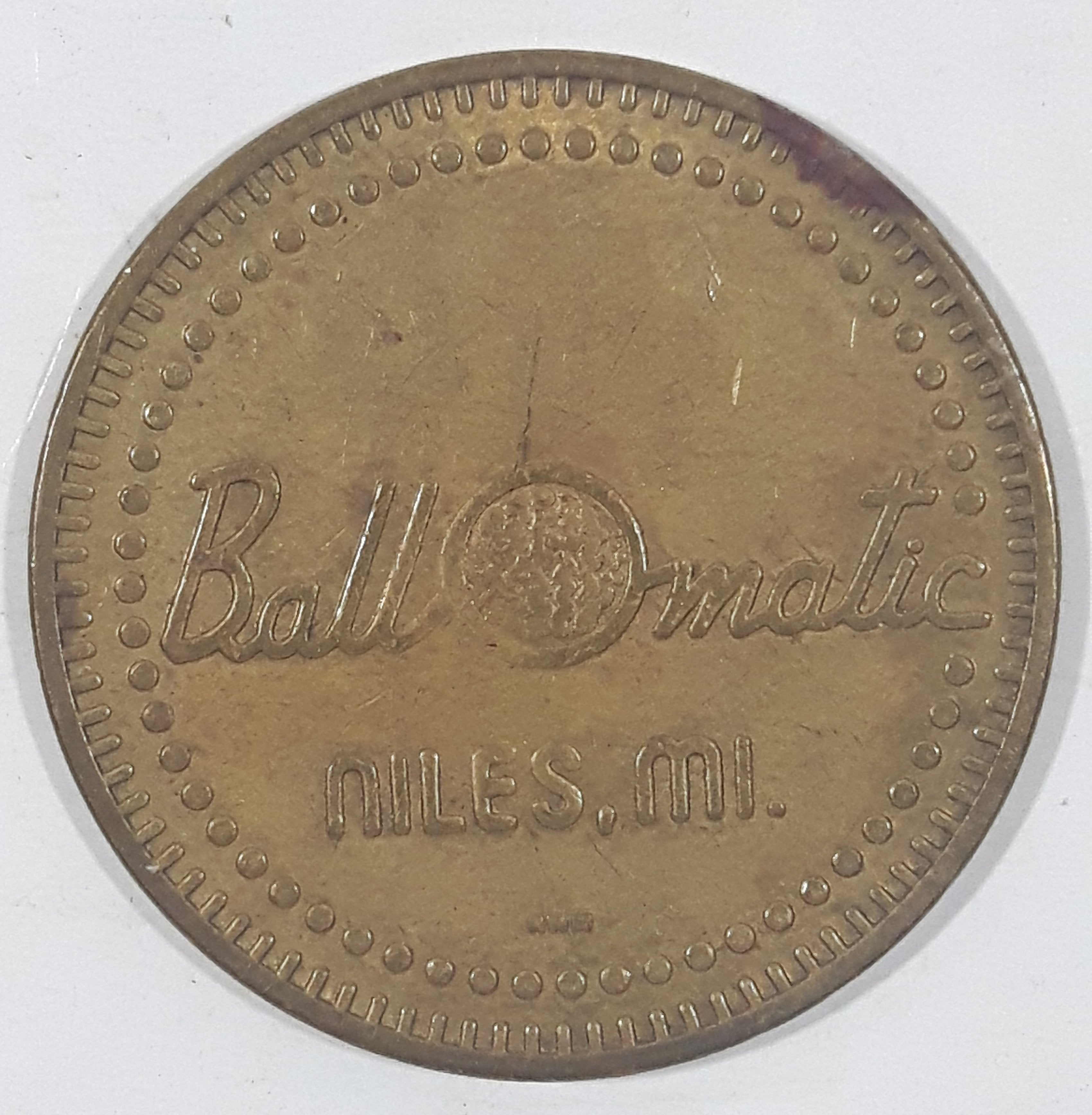 Vintage BallOmatic Niles, MI Golf Themed Metal Token Ball Marker Coin