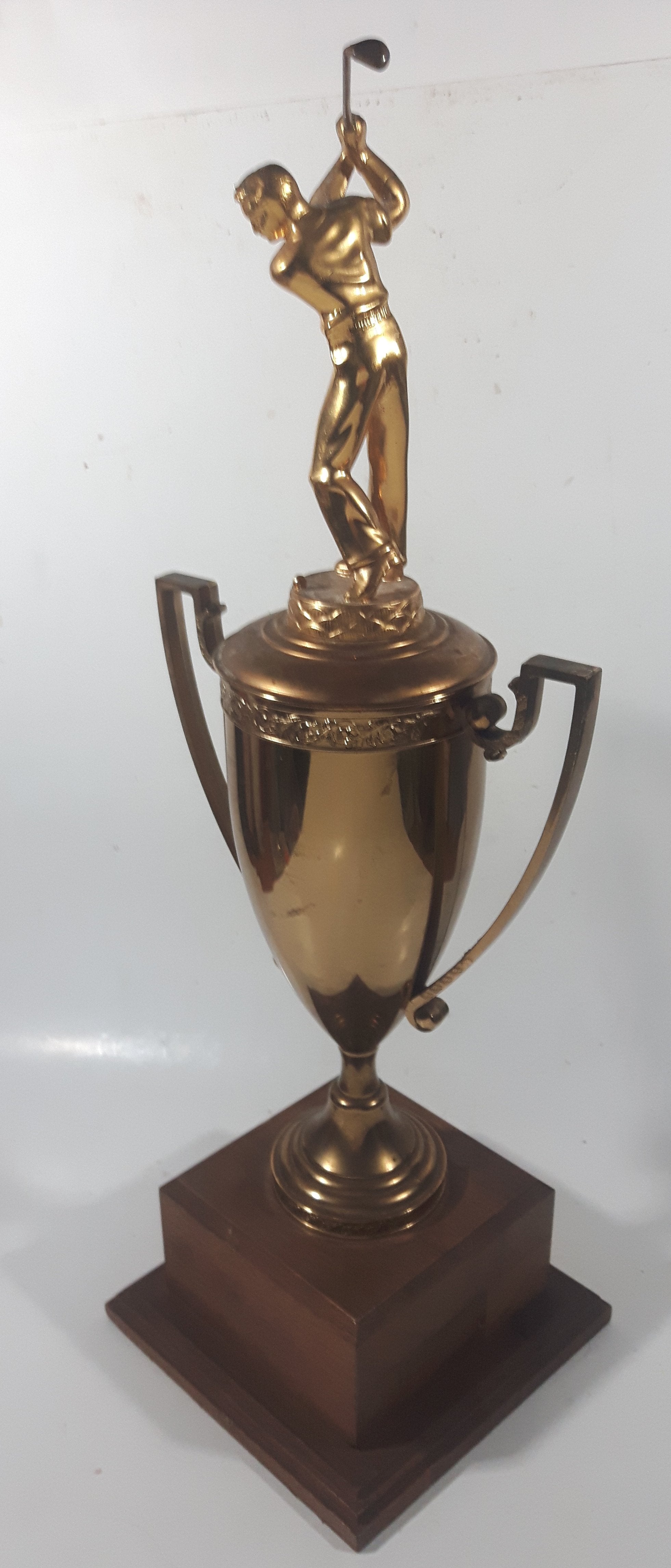 Vintage 1956 P.J.G.A. Fall HDCP "B" Flight 1st Won By Kaz Ochian 17 3/4" Tall Brass Golf Trophy with Wood Base 6