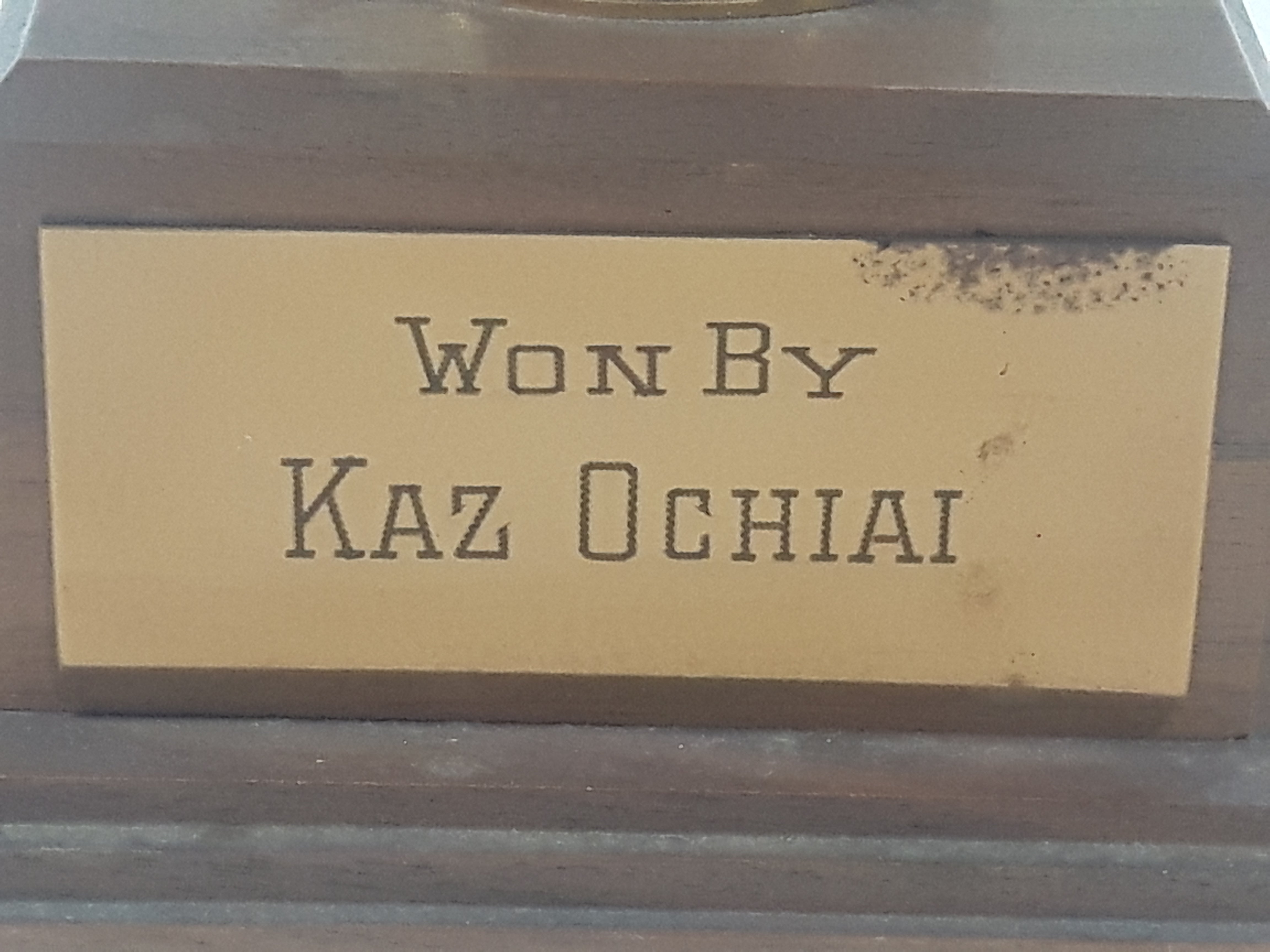 Vintage 1956 P.J.G.A. Fall HDCP "B" Flight 1st Won By Kaz Ochian 17 3/4" Tall Brass Golf Trophy with Wood Base 12