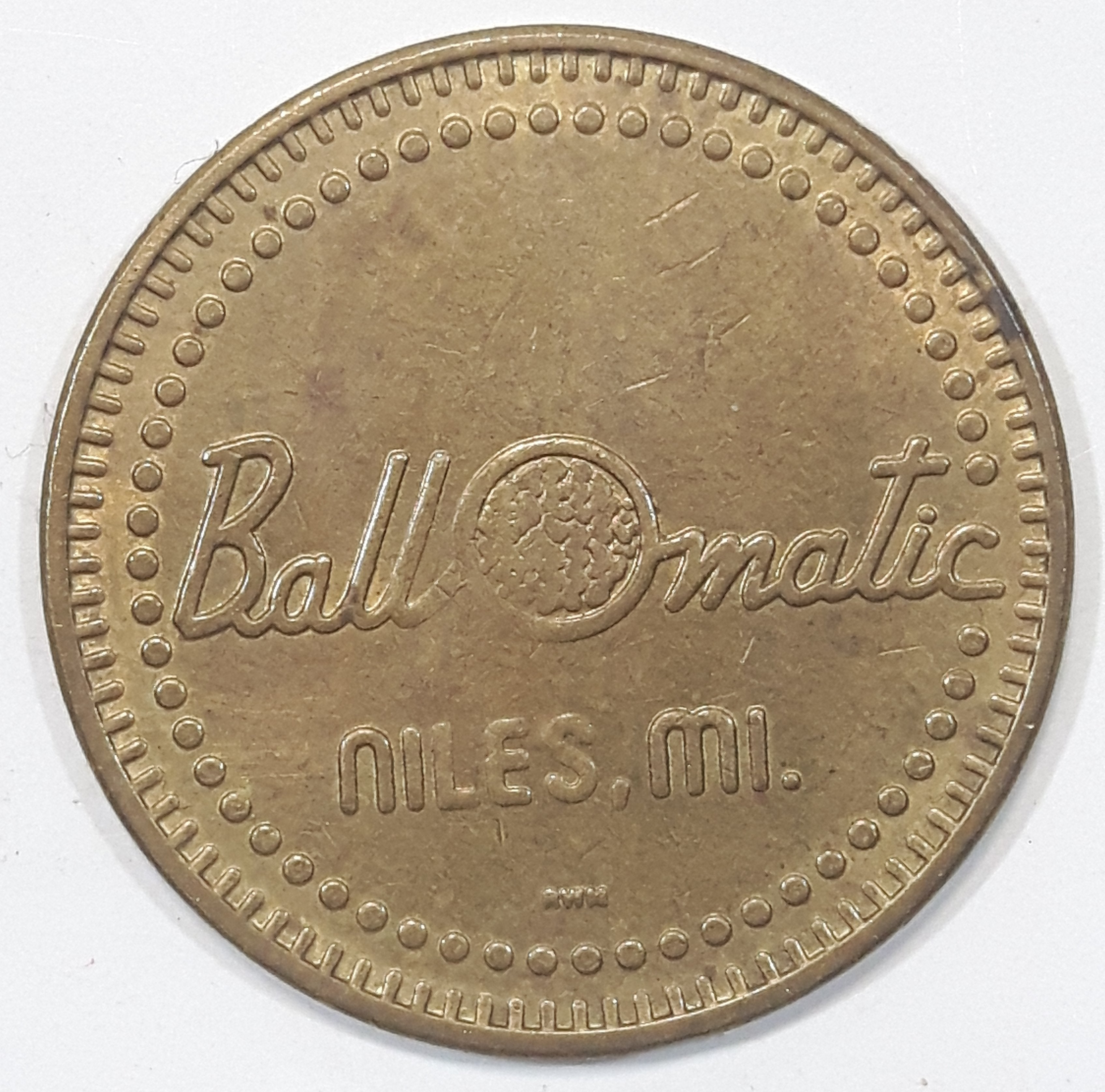 Vintage BallOmatic Niles, MI Golf Themed Metal Token Ball Marker Coin