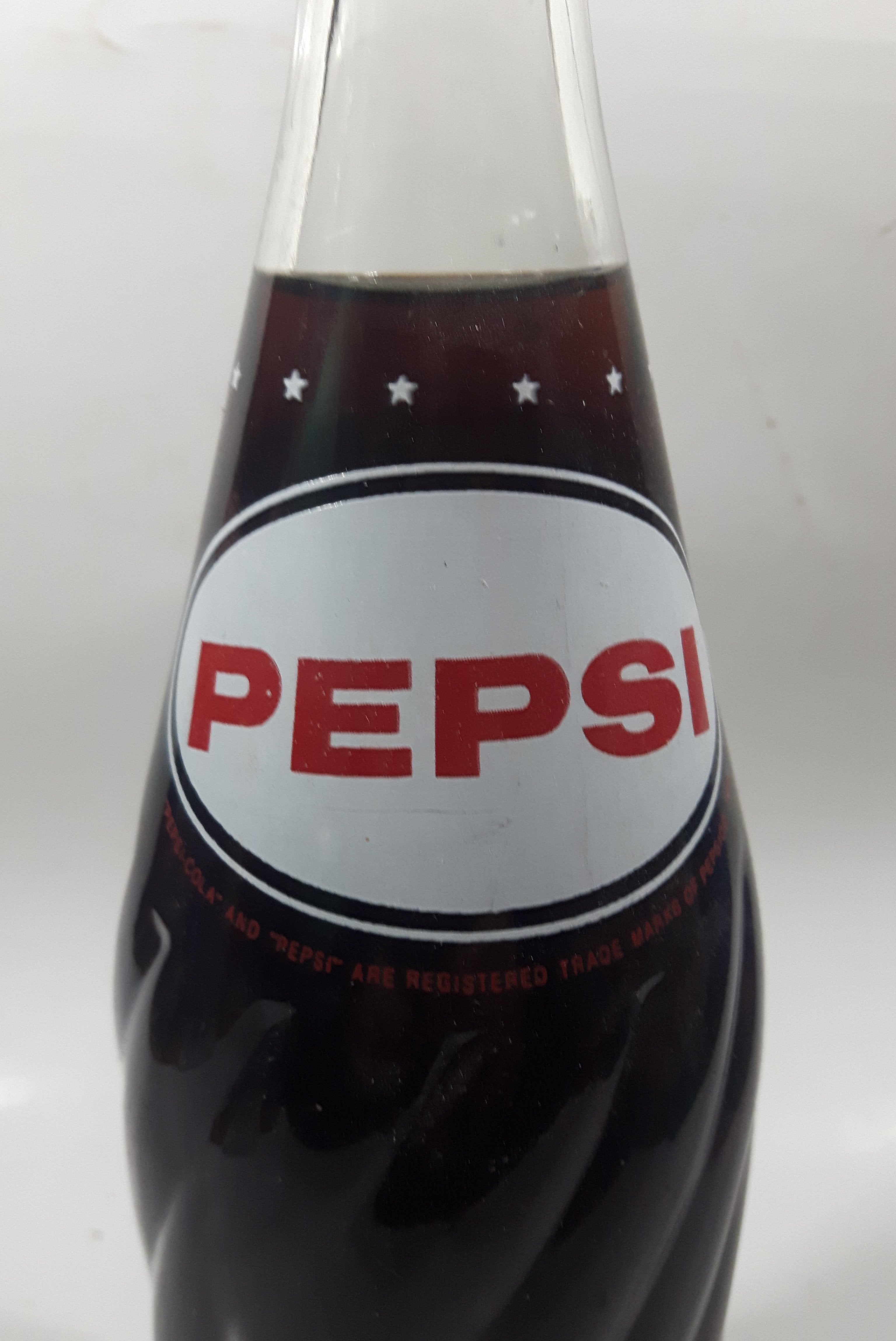 Vintage Pepsi Cola 26 FL OZ Money Back Bottle 12" Tall Glass Soda Pop Bottle with Lid FULL 5