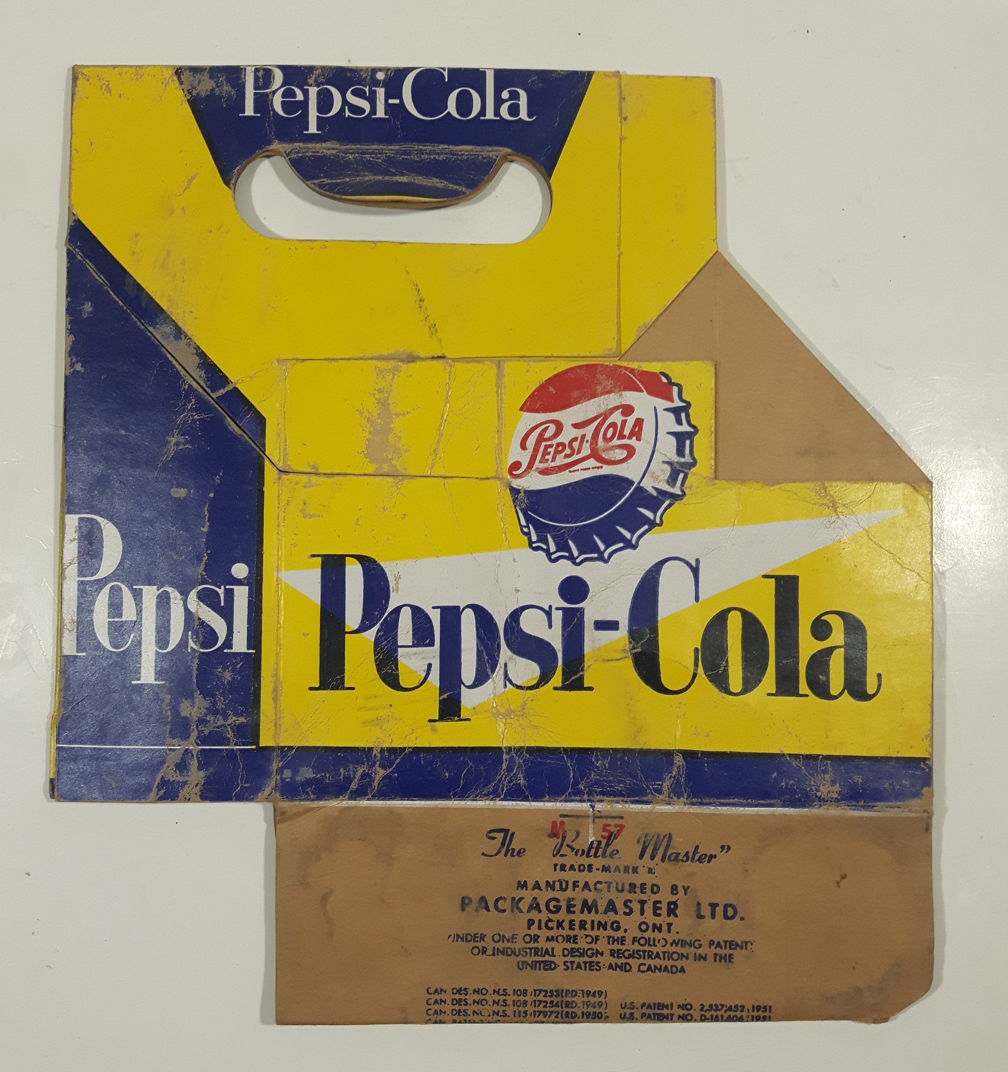Vintage Pepsi Cola 6 Pack Glass Bottle Cardboard Carrying Case