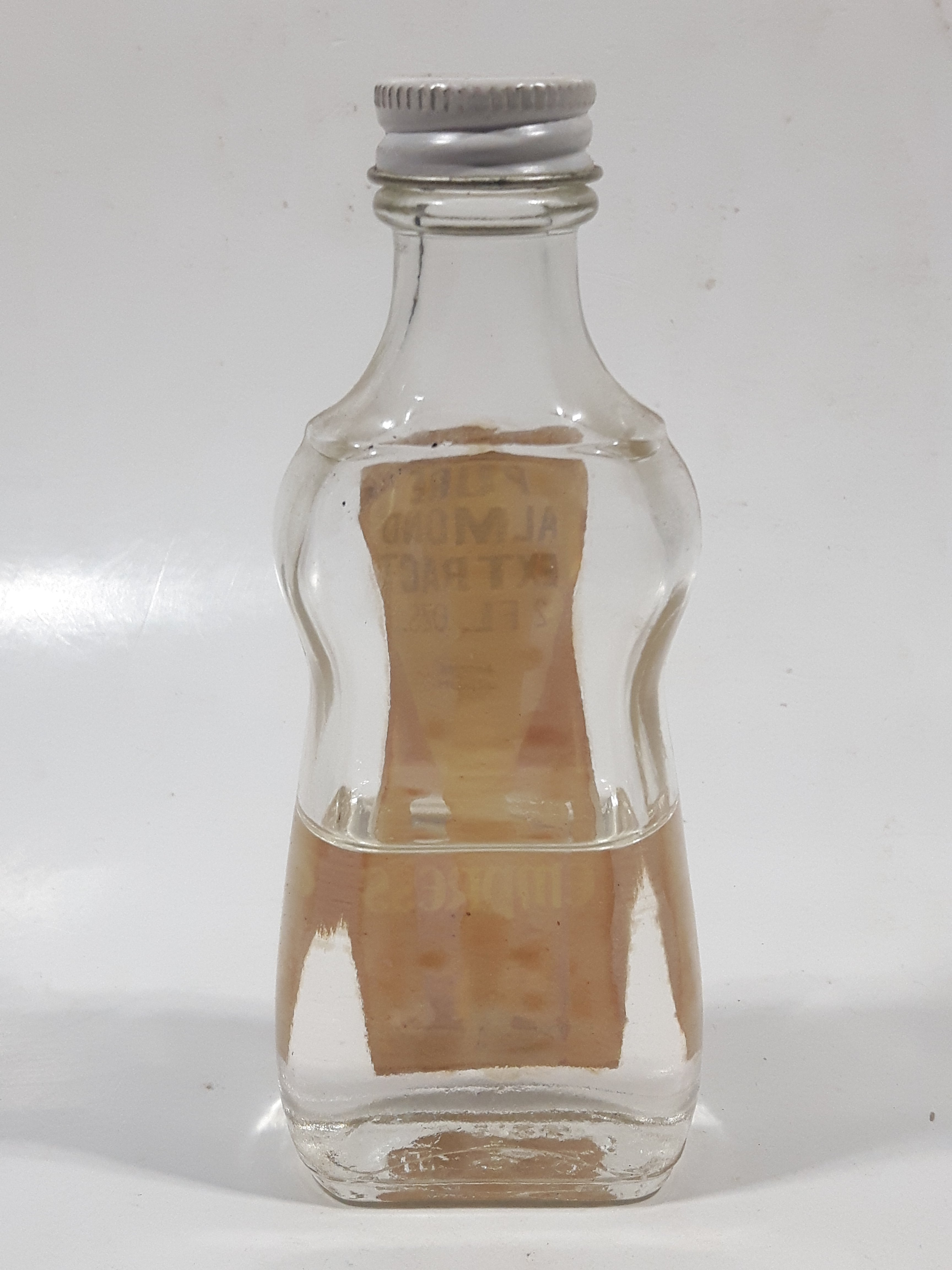Vintage Empress Pure Almond Extract 2 FL Oz. 4 1/2" Tall Glass Spice Jar Half Full 3