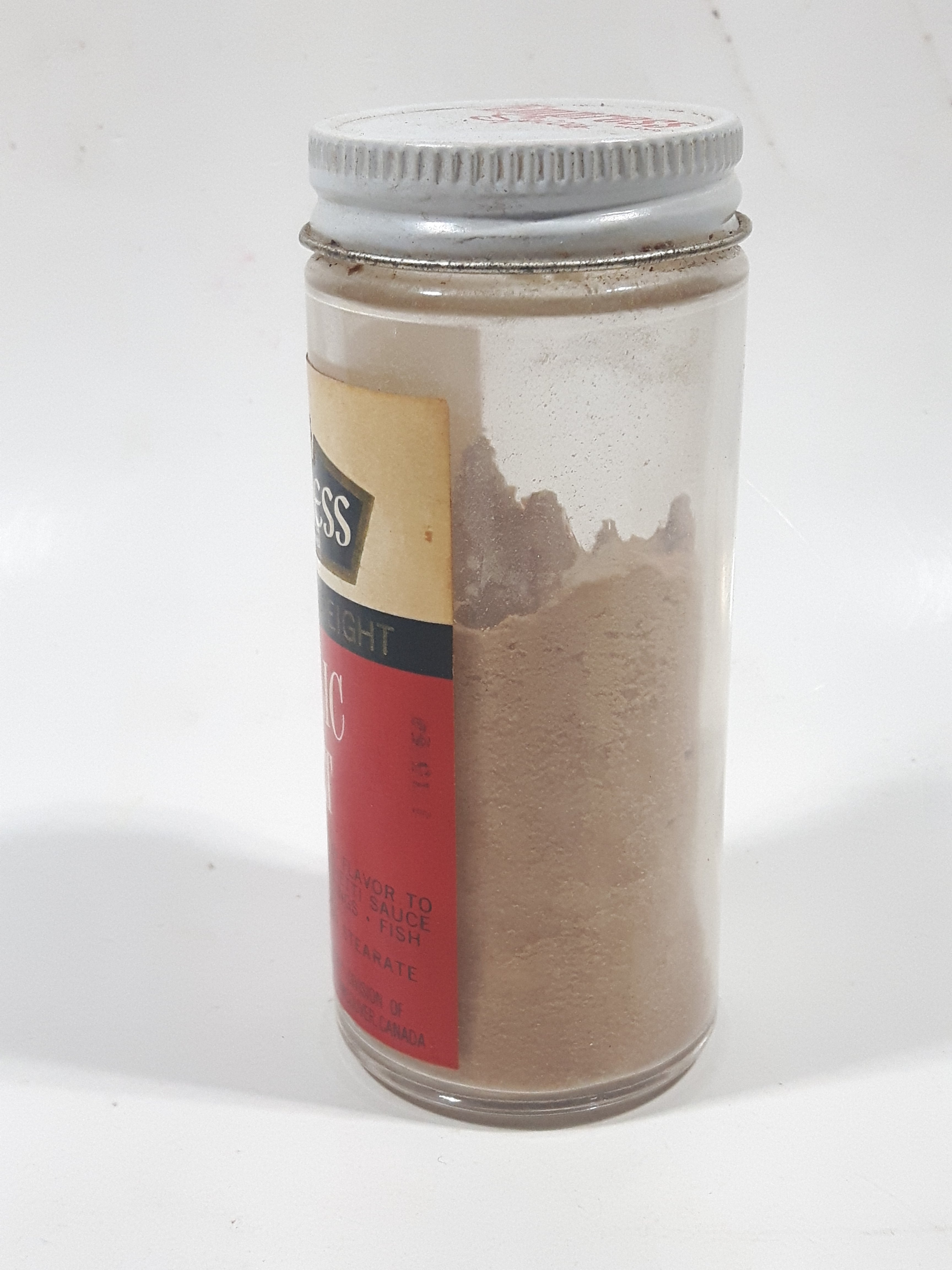 Rare Vintage Empress Garlic Salt 3 1/4 Oz 4" Tall Glass Spice Jar Bottle Half Full 2