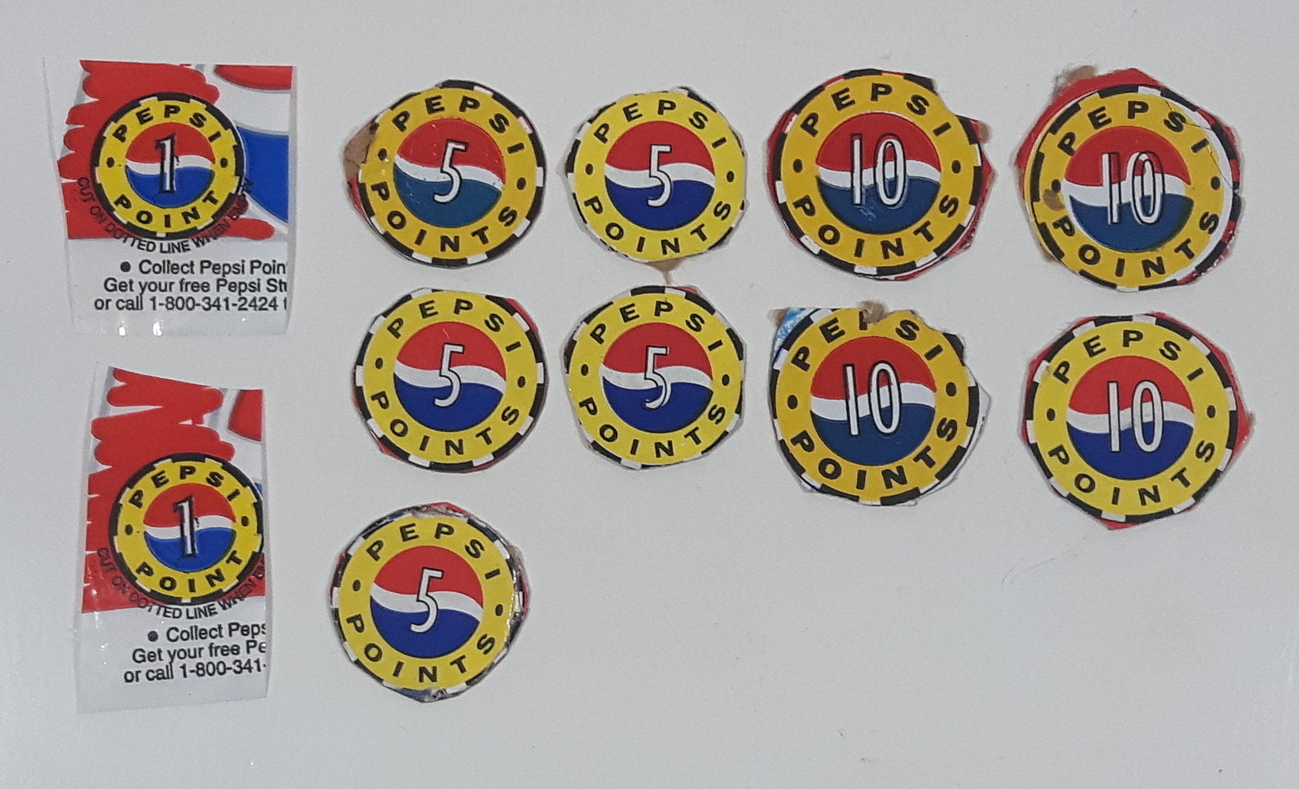 Vintage 1990s Hard To Find Pepsi Points Cardboard and Plastic Label Lot