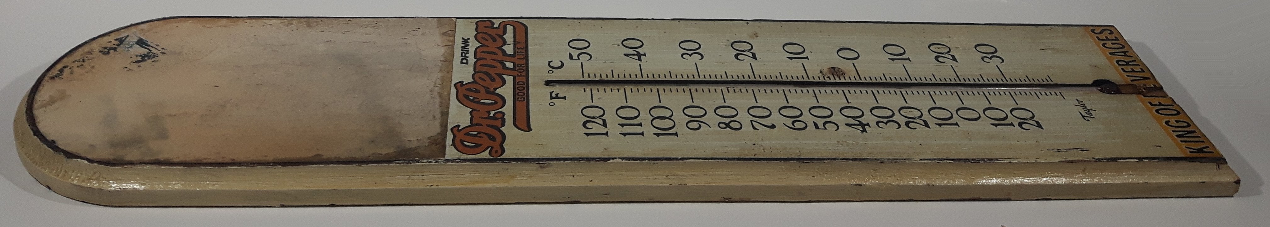 Rare Antique Taylor Drink Dr. Pepper Good For Life King Of Beverages Wood Plaque Thermometer 8