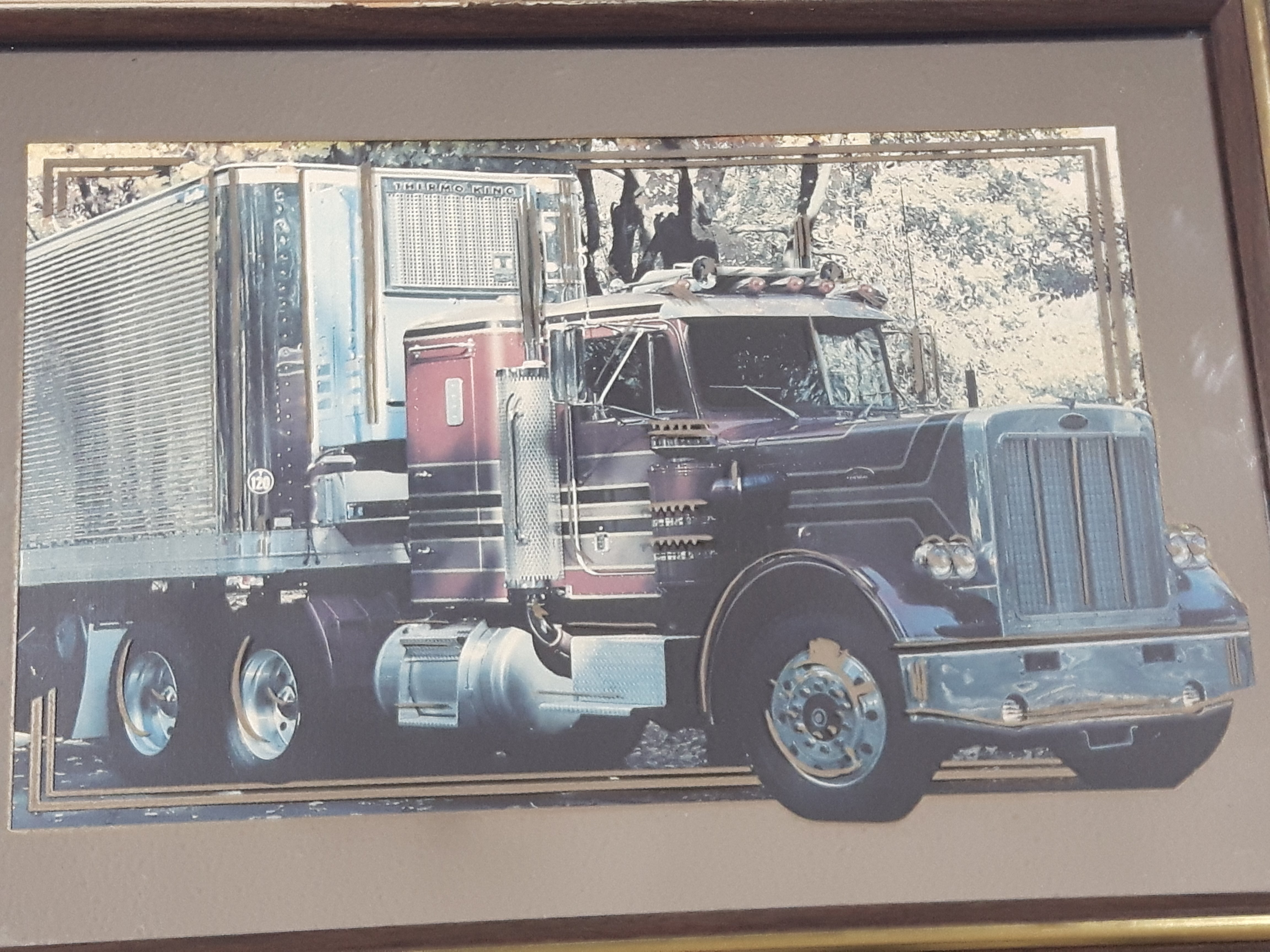 Peterbilt Semi Tractor Truck with Thermo King Refrigerated Trailer 12 3/8" x 17 1/4" Wood Framed Advertising Mirror Collectible 3