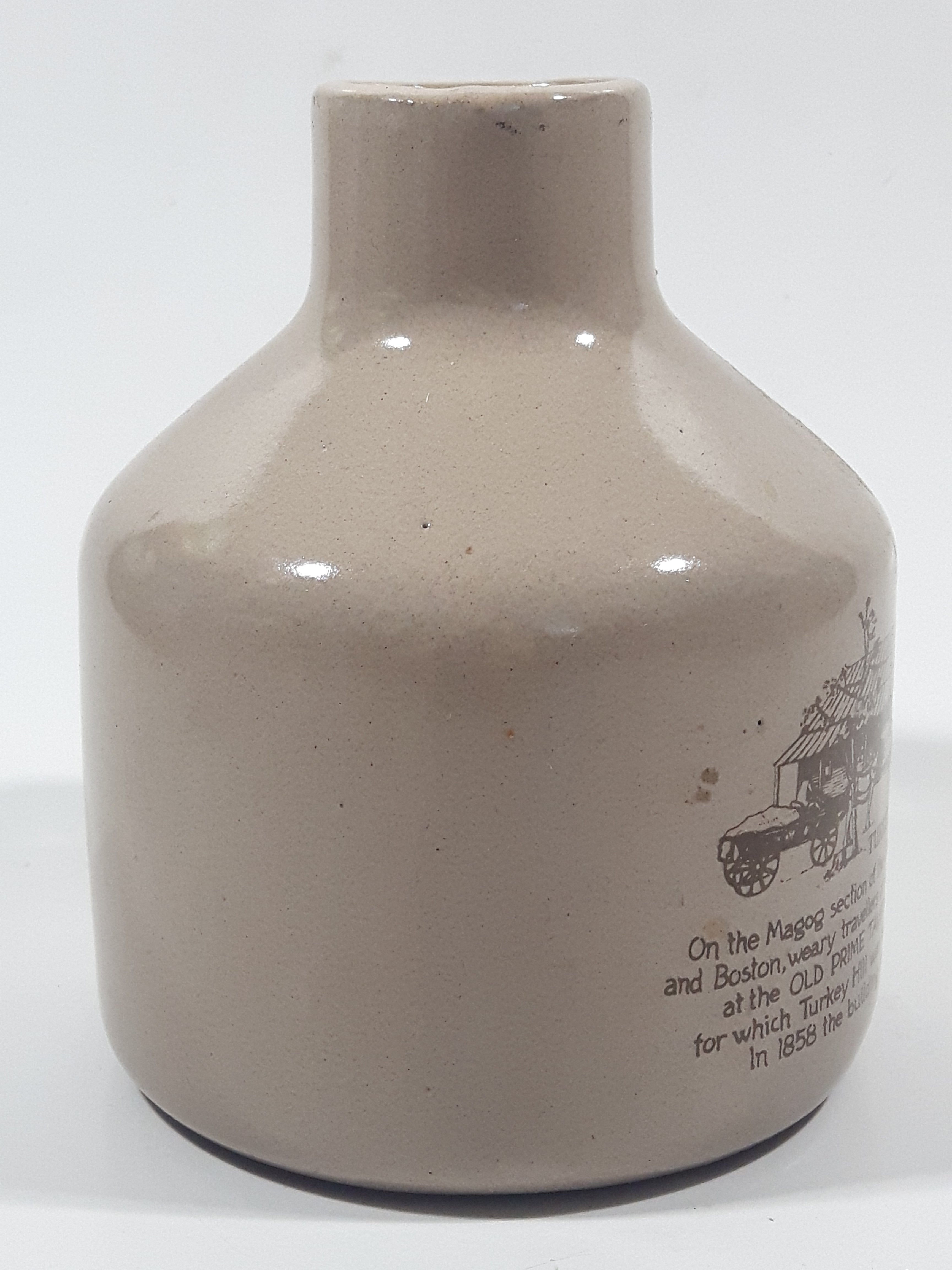 Vintage Old Prime Tavern Turkey Hill Lower Canada 1837-1858 Fine Syrup 4 1/2" Tall Stoneware Bottle Jug 7