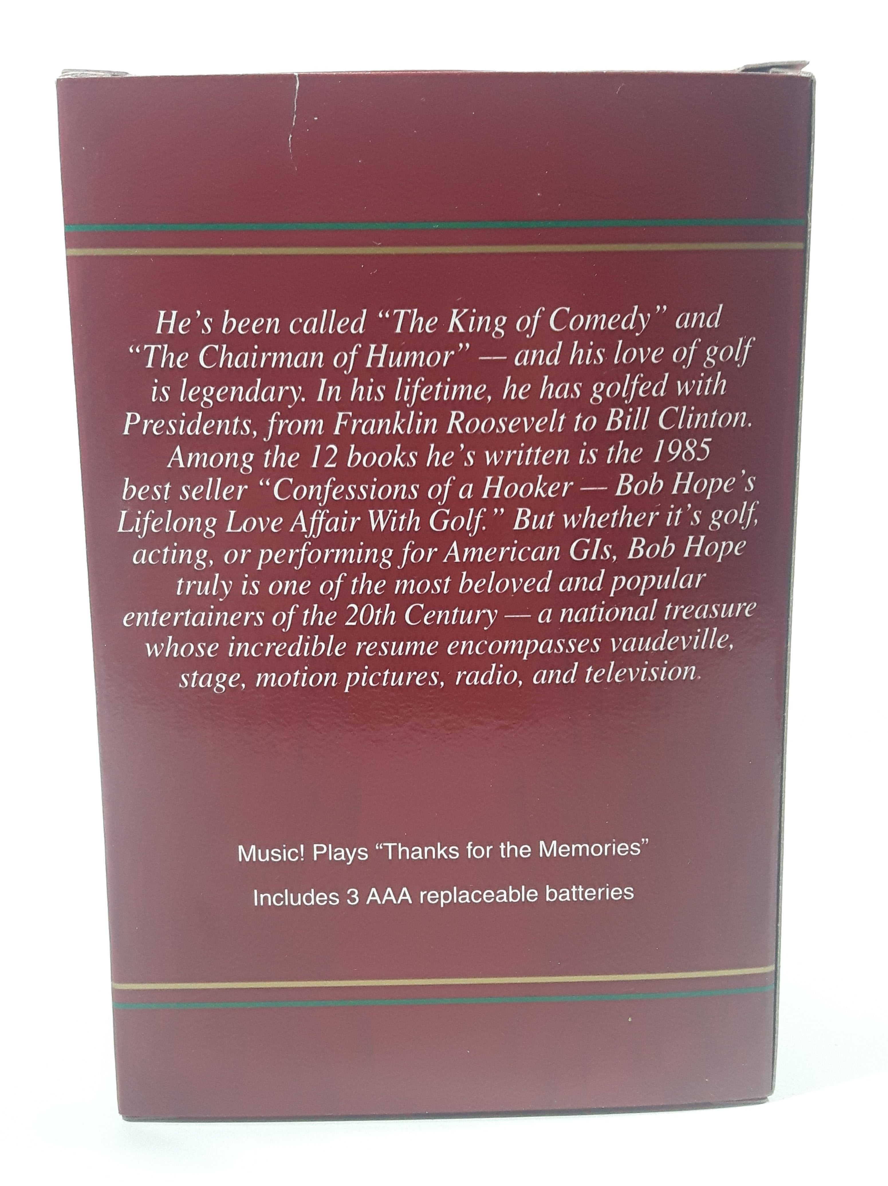 1999 Carlton Cards Thanks For The Memories Bob Hope Music Thanks "Fore" The Memories Golf Themed Christmas Ornament New in Box 3