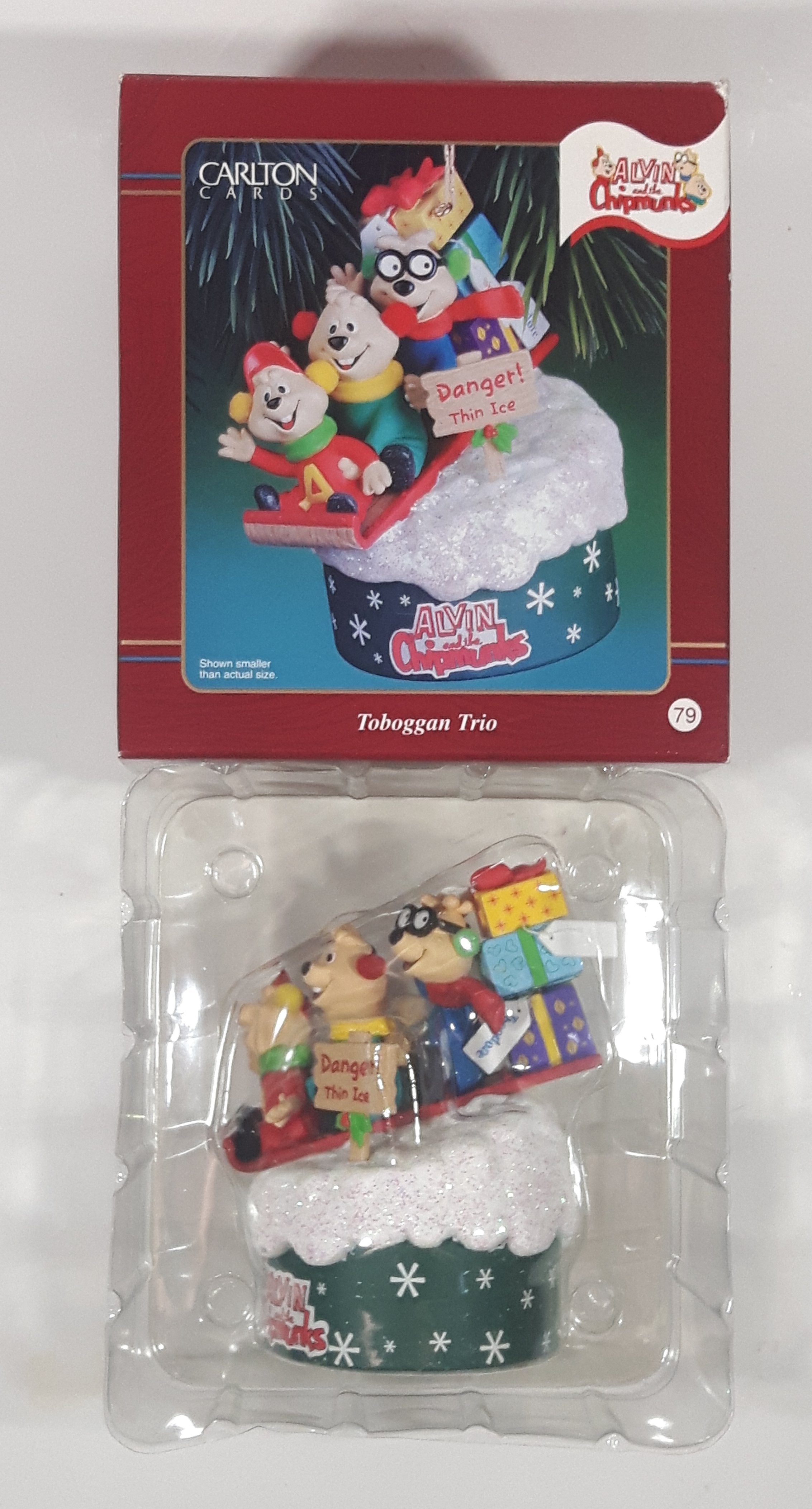 Carlton Cards Alvin and the Chipmunks Toboggan Trio Christmas Ornament New in Box 7