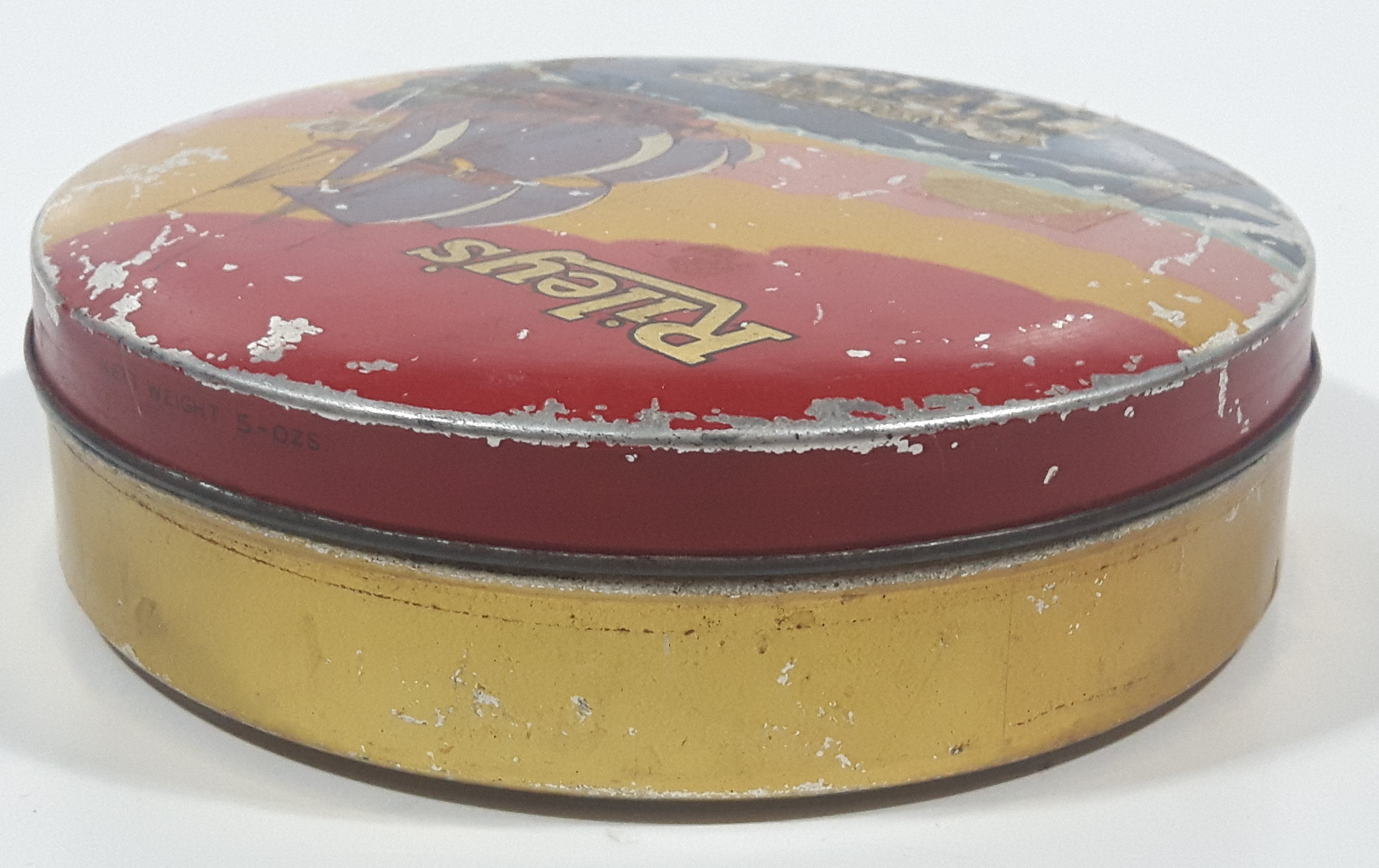 Vintage 1950s Riley's Variety Toffee Galleon Ship Boat Themed 5" Round Tin Metal Container 8