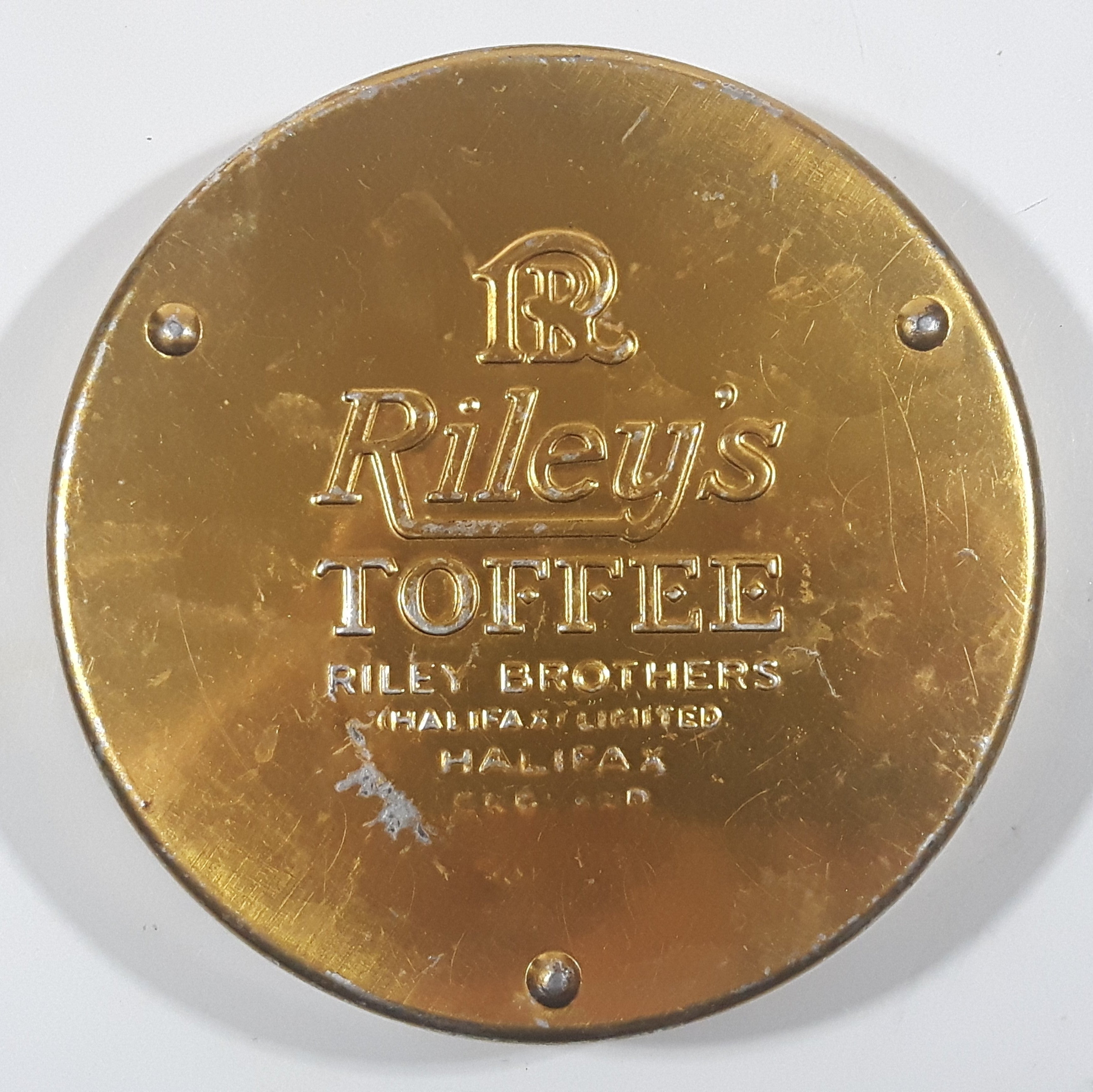 Vintage 1950s Riley's Variety Toffee Galleon Ship Boat Themed 5" Round Tin Metal Container 12