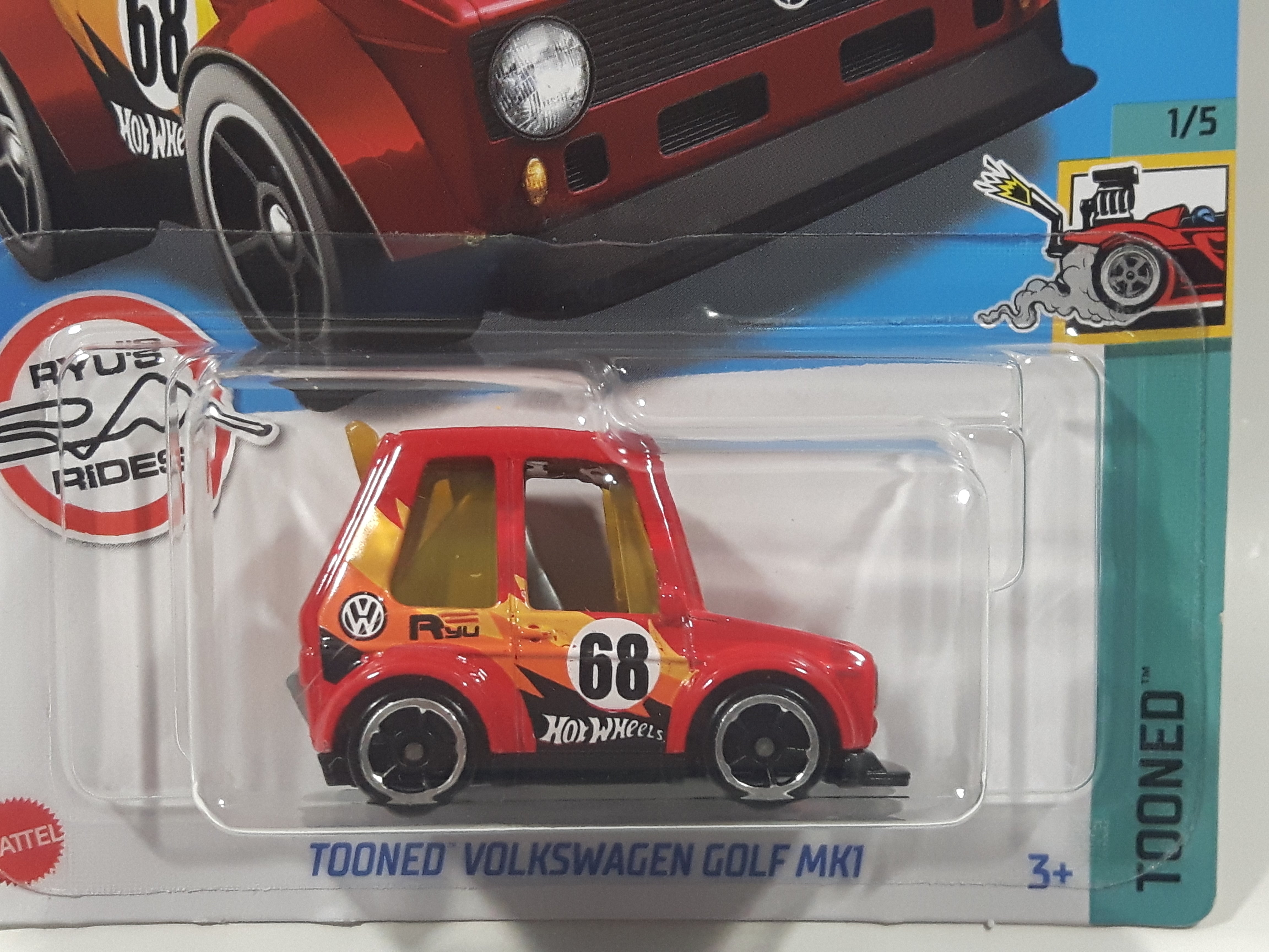 2022 Hot Wheels Tooned Volkswagen Golf MK1 Red Die Cast Toy Car Vehicle New in Package 2