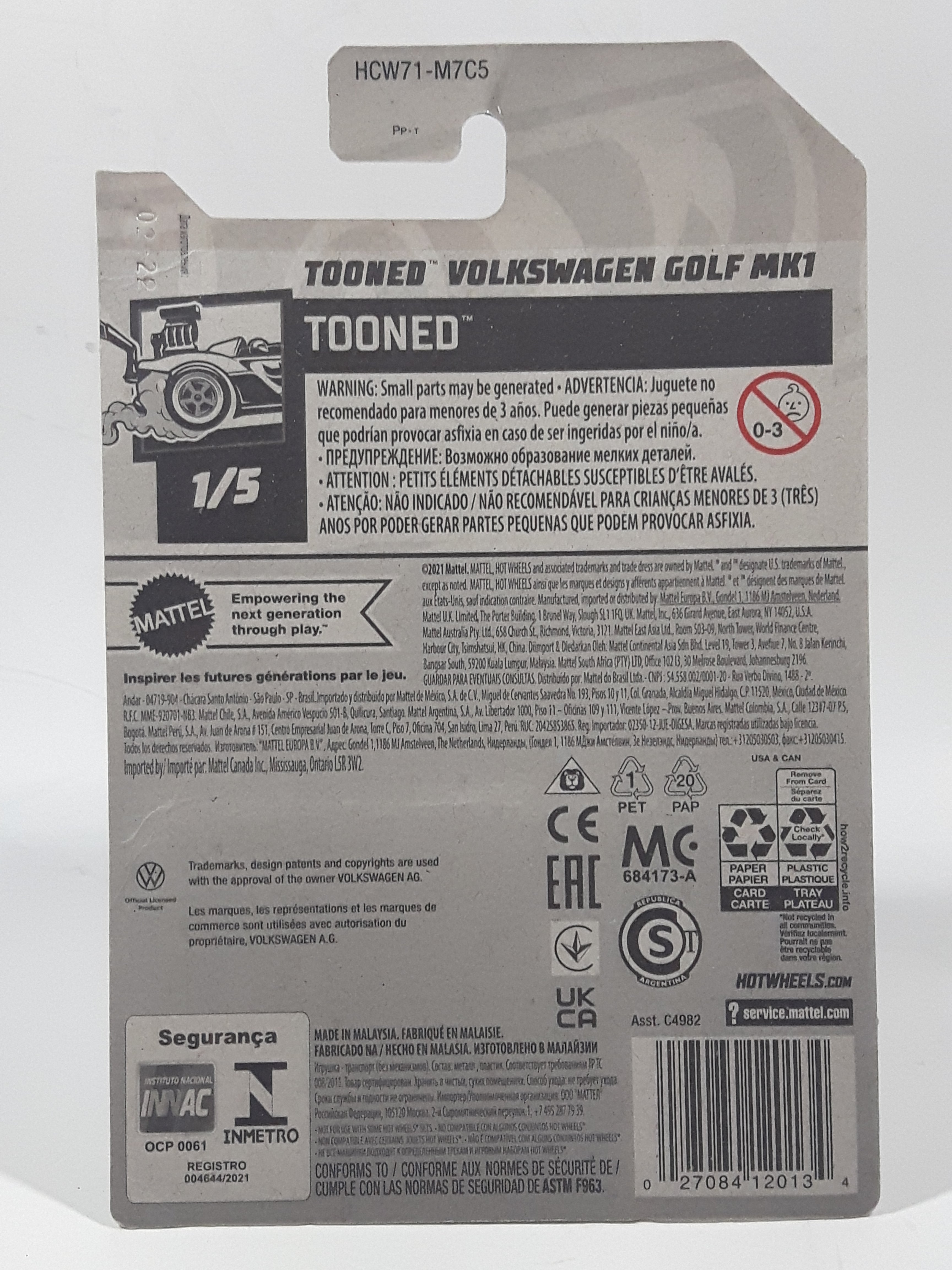 2022 Hot Wheels Tooned Volkswagen Golf MK1 Red Die Cast Toy Car Vehicle New in Package 3