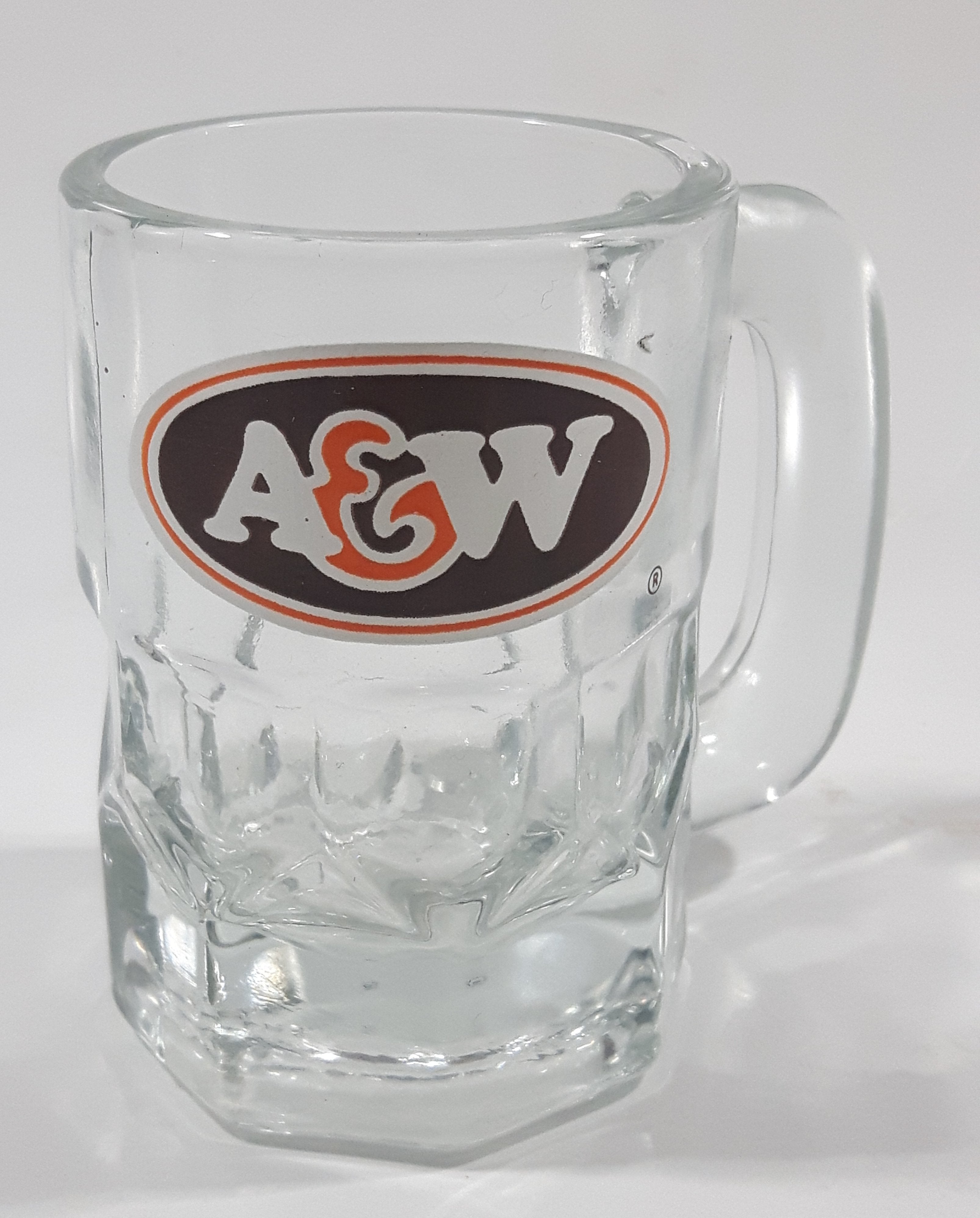 1970s A & W Restaurants Clear Glass 3 1/8" Tall Miniature Glass Mug