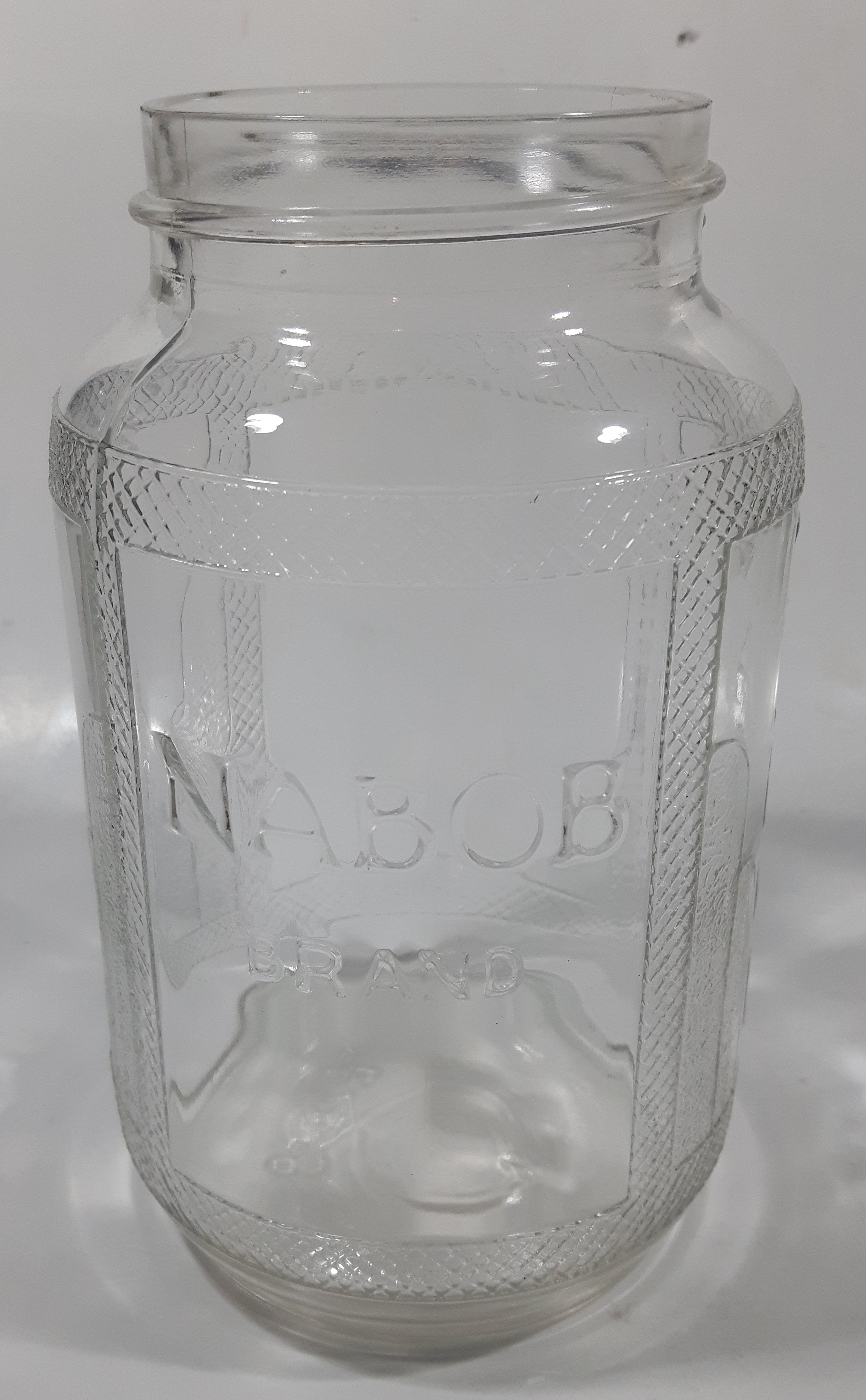 Vintage Nabob Brand Coffee 7" Tall Embossed Glass Jar