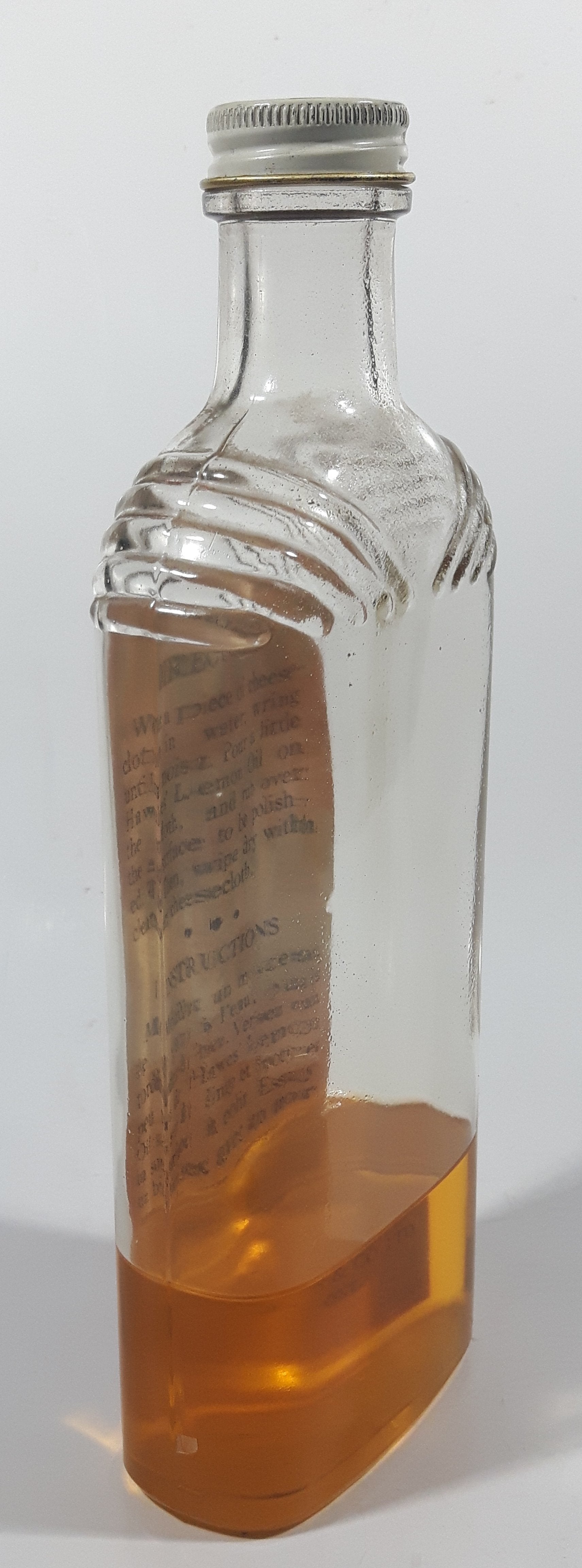 Antique 1930s Hawes Improved Lemon Oil Cleans And Polishes Furniture Woodwork Refrigerators etc 8 5/8" Tall Glass Bottle 4