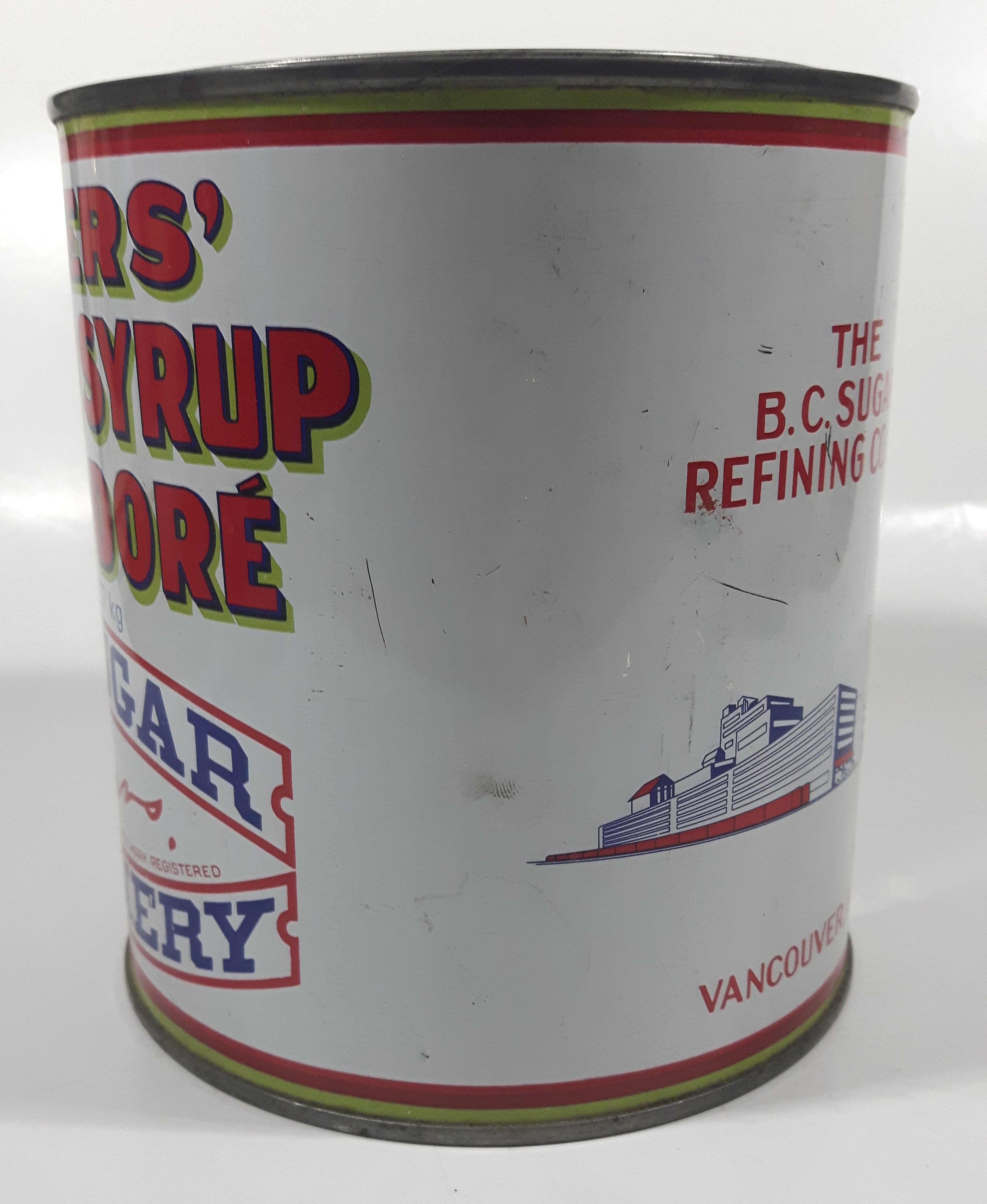 Vintage Rogers Syrup Golden Sugar Vancouver, B.C. Sugar Refinery 5lb 2.27kg Tin Metal Can with Lid 4
