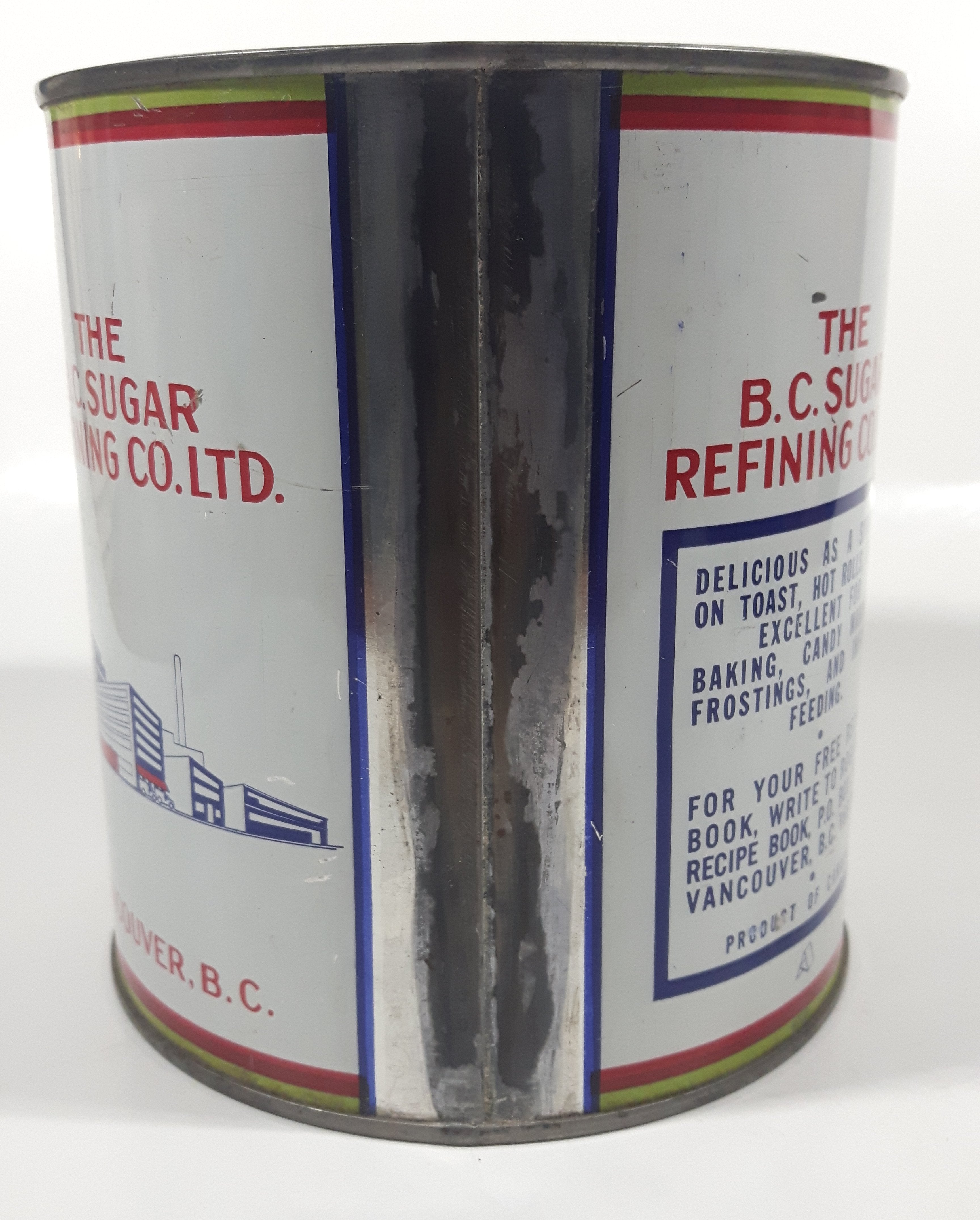 Vintage Rogers Syrup Golden Sugar Vancouver, B.C. Sugar Refinery 5lb 2.27kg Tin Metal Can with Lid 6
