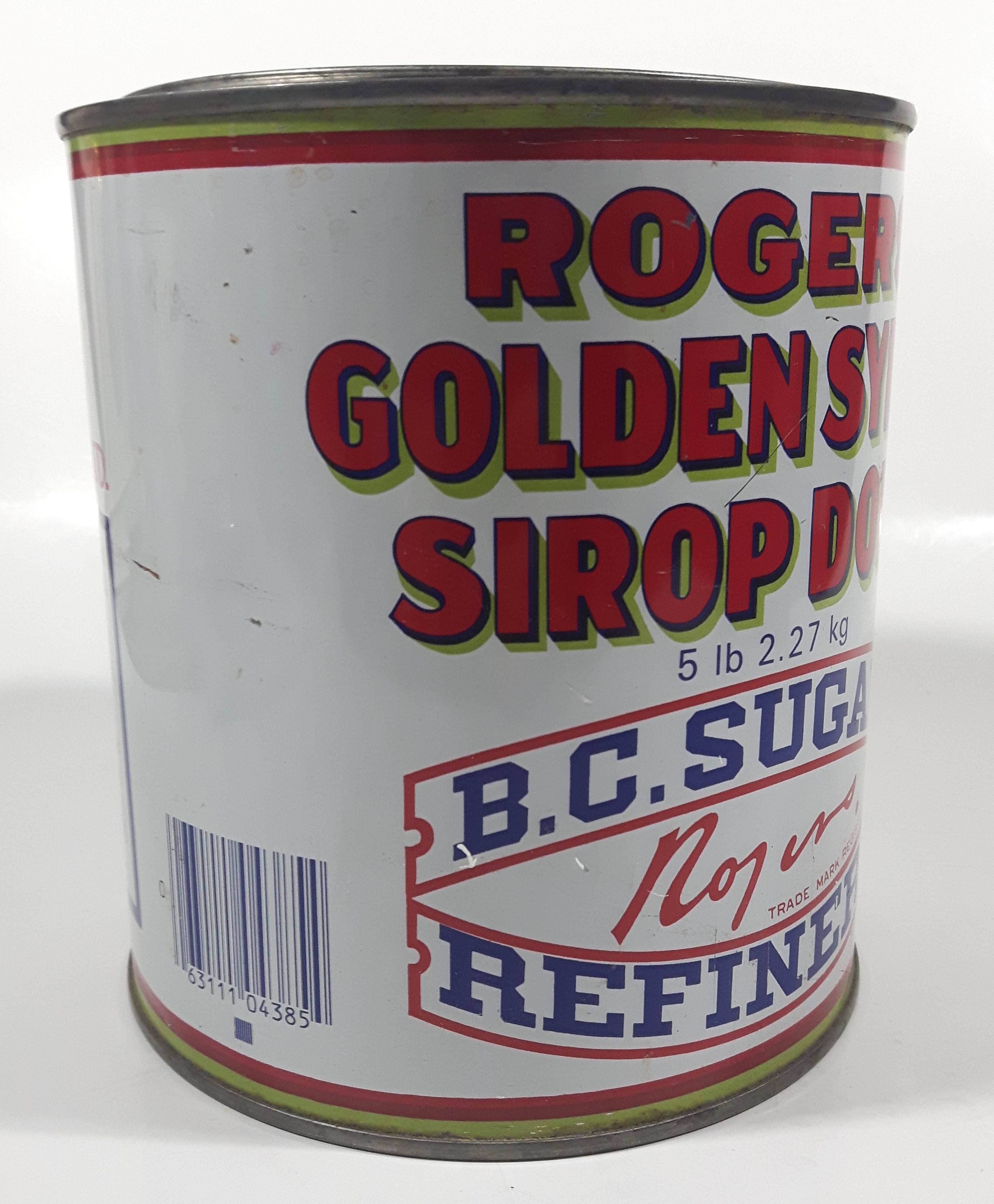 Vintage Rogers Syrup Golden Sugar Vancouver, B.C. Sugar Refinery 5lb 2.27kg Tin Metal Can with Lid 9