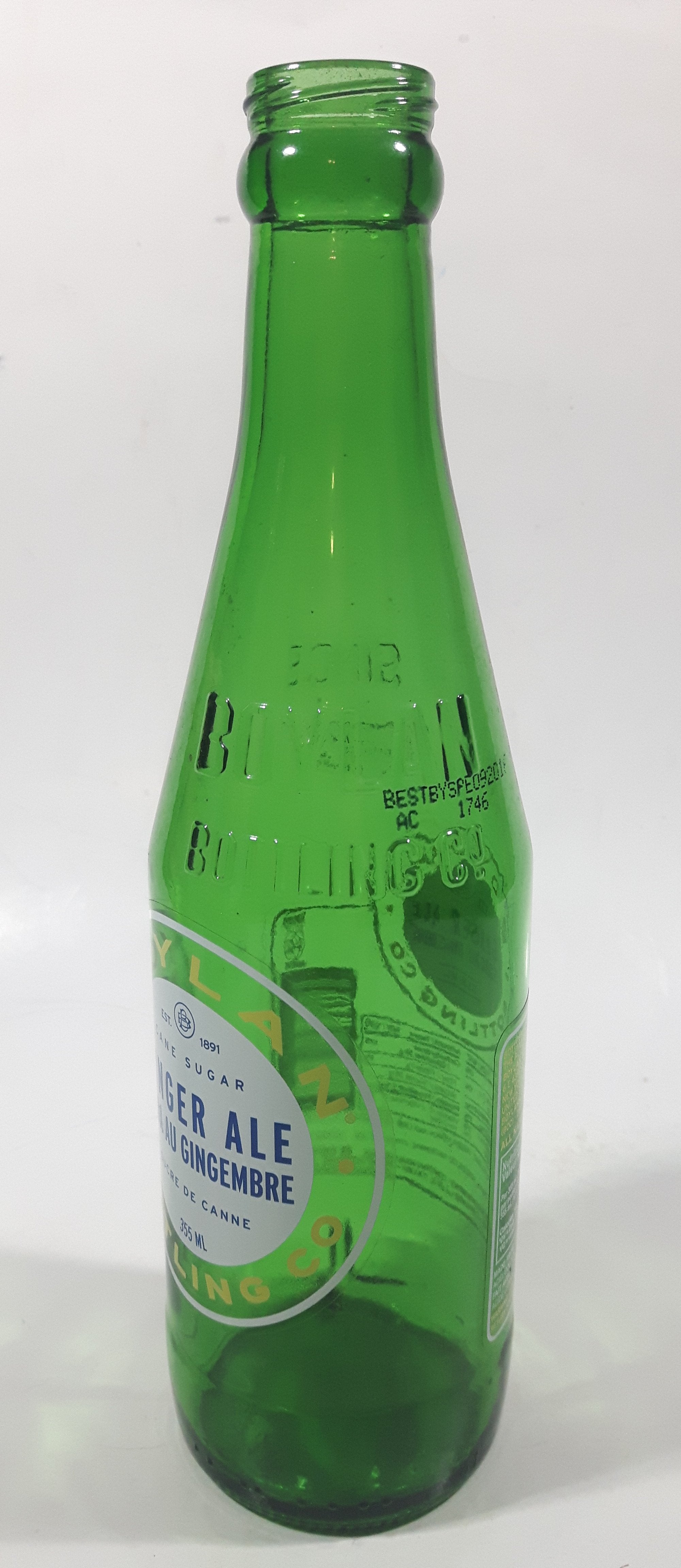 Boylan Ginger Ale 9" Tall 355mL Embossed Green Glass Soda Pop Bottle 3