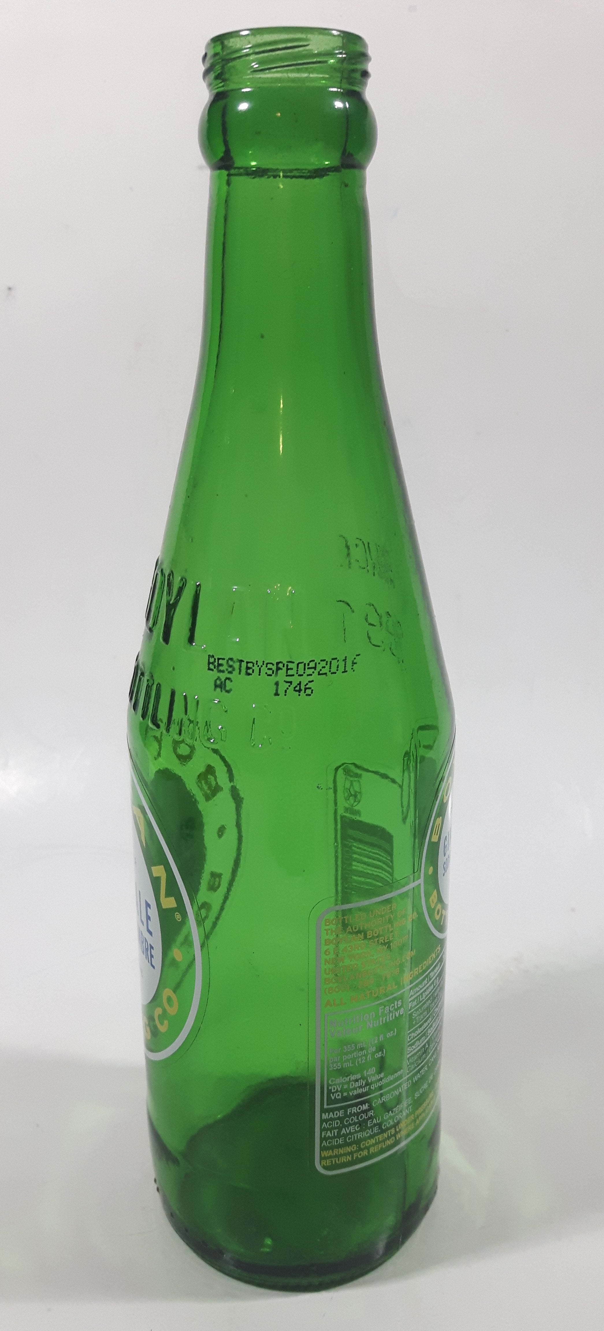 Boylan Ginger Ale 9" Tall 355mL Embossed Green Glass Soda Pop Bottle 4
