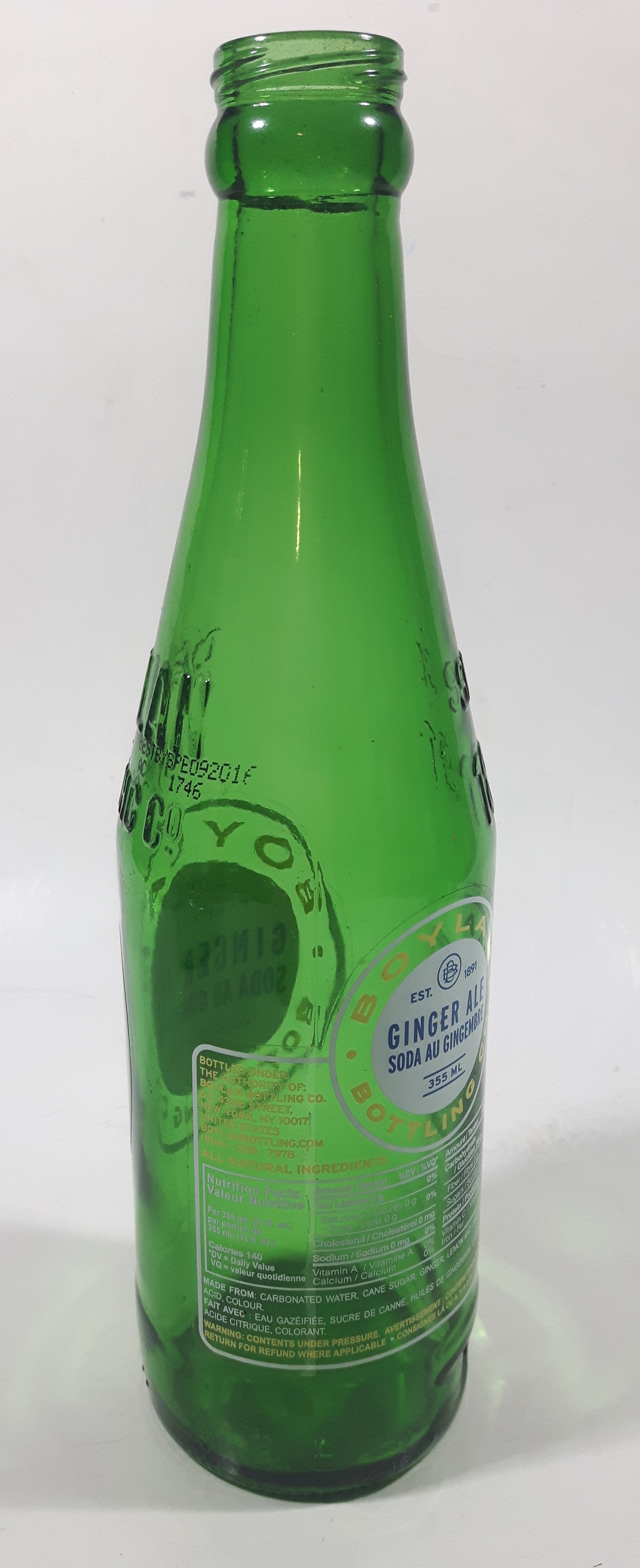 Boylan Ginger Ale 9" Tall 355mL Embossed Green Glass Soda Pop Bottle 5