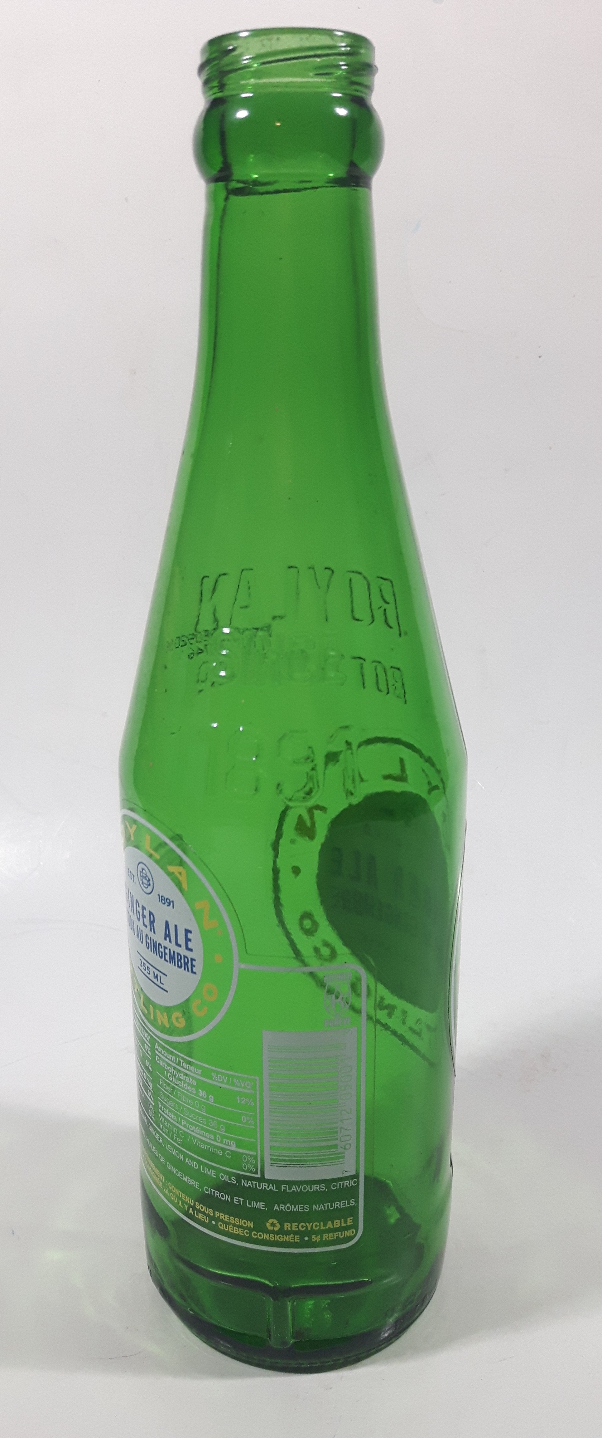 Boylan Ginger Ale 9" Tall 355mL Embossed Green Glass Soda Pop Bottle 7