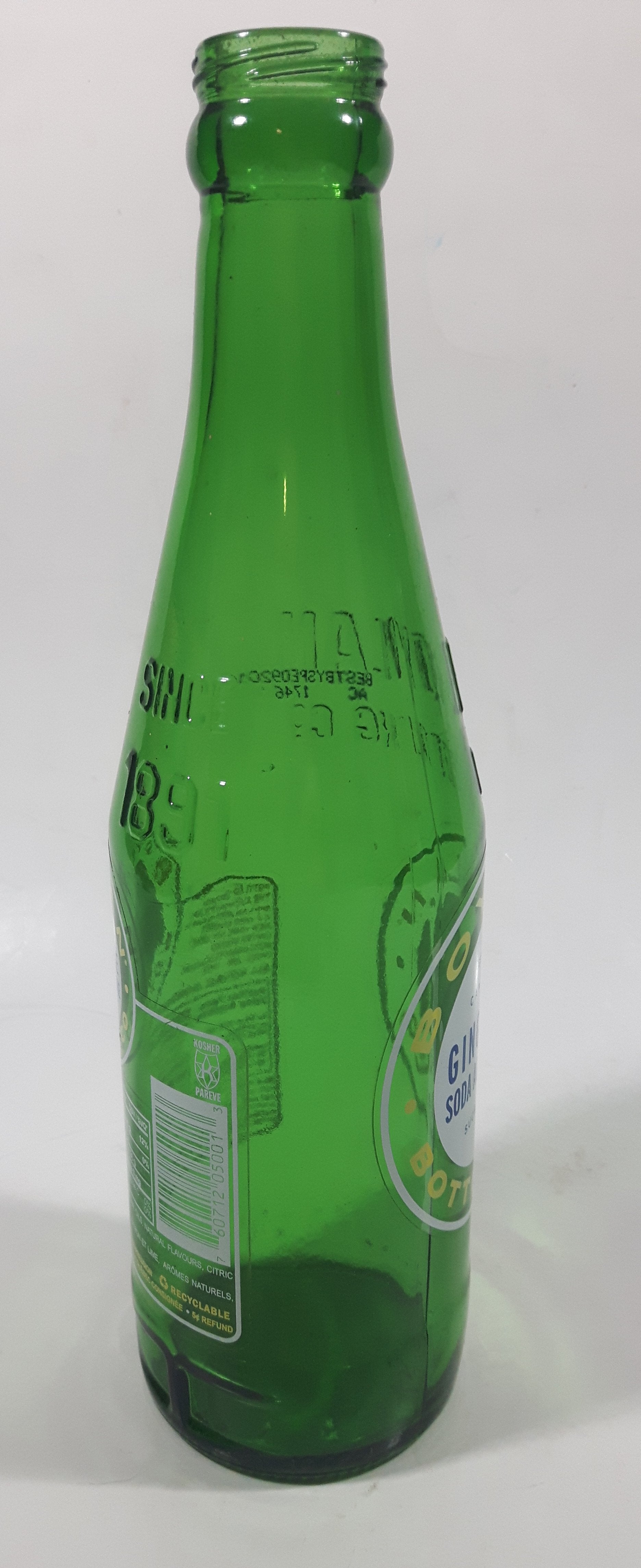 Boylan Ginger Ale 9" Tall 355mL Embossed Green Glass Soda Pop Bottle 8