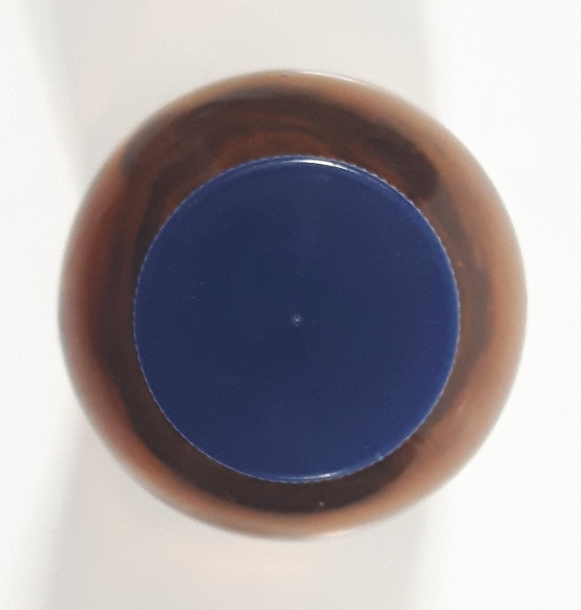 Vintage 4 1/4" Tall 6003 Brown Amber Glass Medicine Bottle with Blue Plastic Lid 5