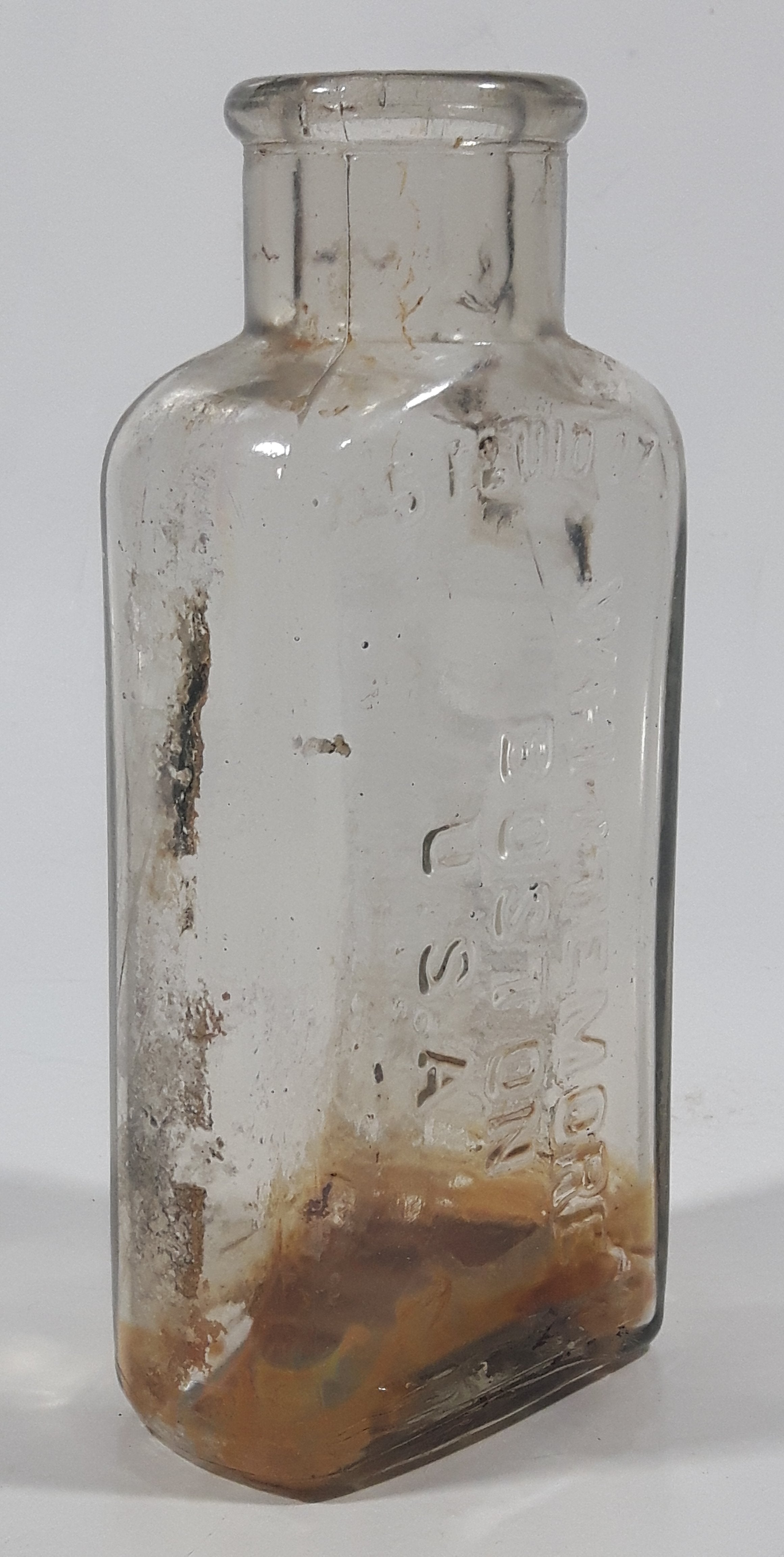 Antique Whittemore Boston U.S.A. 5 Fluid Oz Shoe Polish 5 1/4" Tall Embossed Lettering Glass Bottle 10