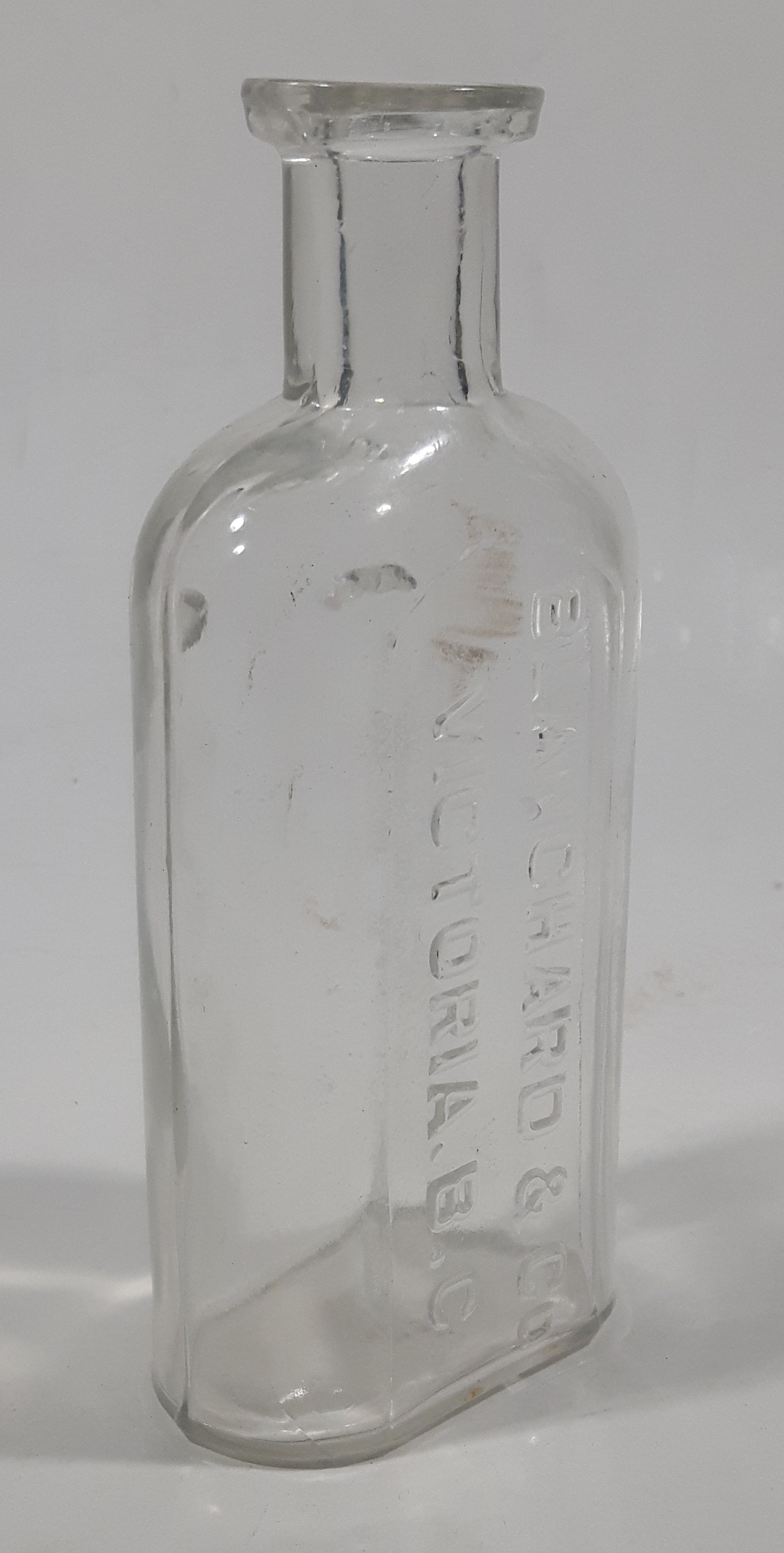 Antique Blanchard & Co Victoria, B.C. 4 3/4" Tall Embossed Lettering Glass Bottle 9