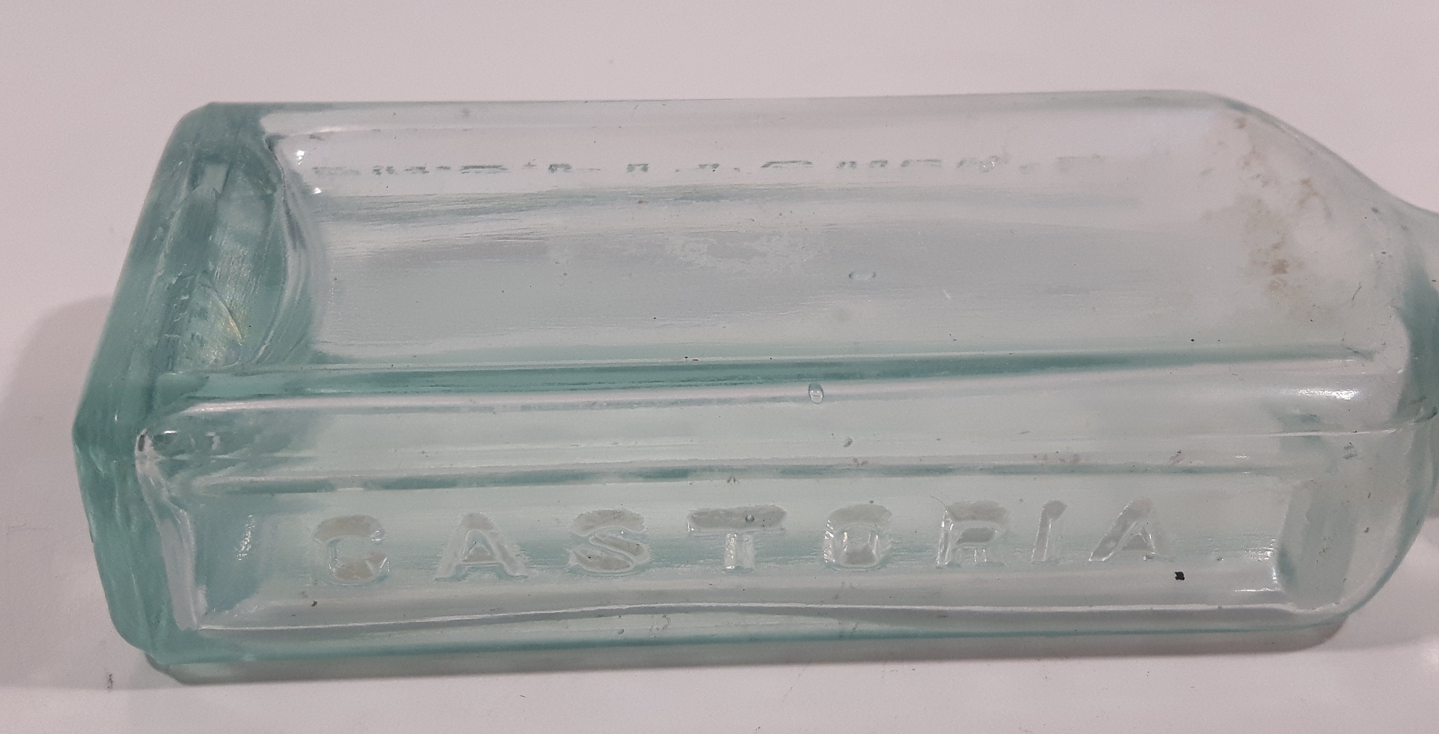 Antique 1890s Dr. S. Pitcher's Castoria 5 3/4" Tall Embossed Lettering Glass Bottle 9