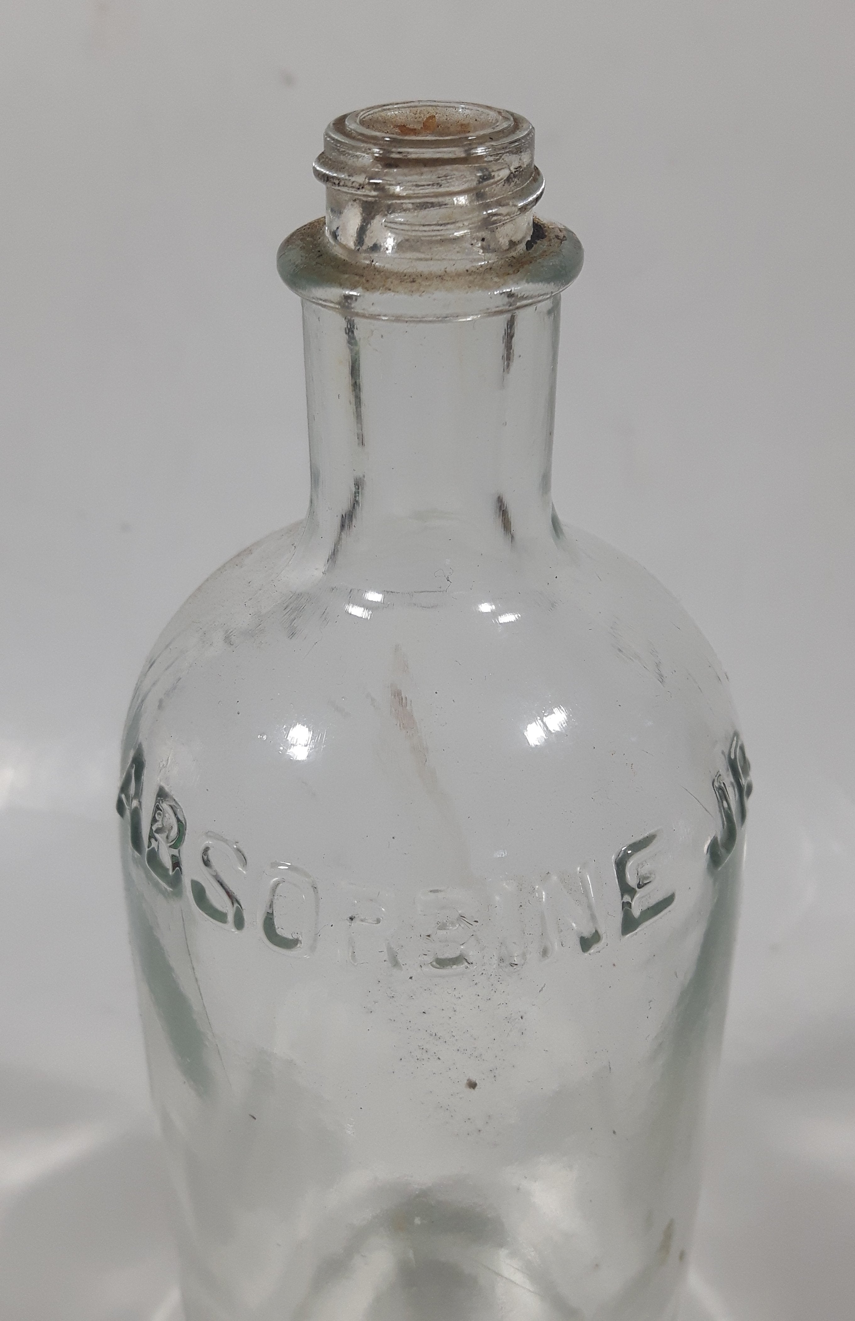 Antique W. F. Young Inc. Montreal Canada Absorbine Jr. 12 Fl Ounces Liniment 7 3/8" Tall Embossed Lettering Glass Bottle 2