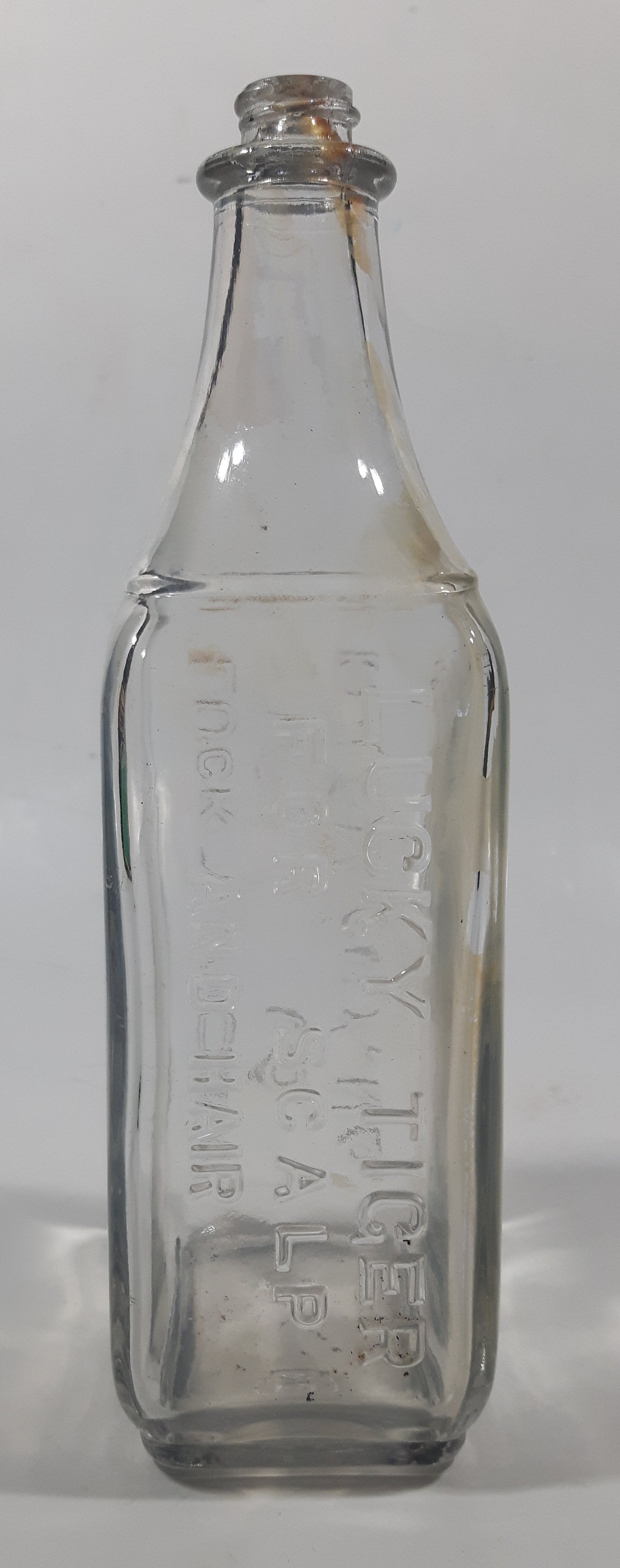 Antique Lucky Tiger Mfg. Co. Kansas City, Mo. For Scalp And Hair 7 1/2" Tall Embossed Lettering Glass Tonic Bottle 3