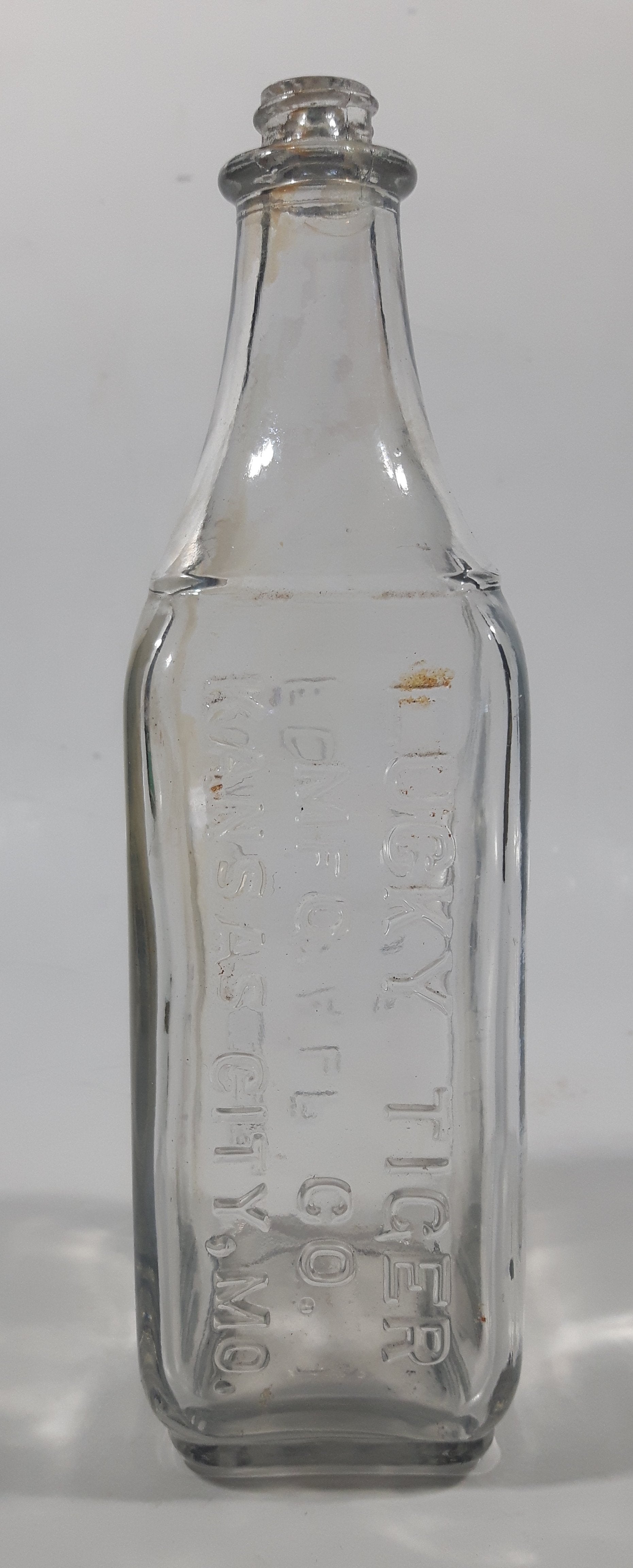 Antique Lucky Tiger Mfg. Co. Kansas City, Mo. For Scalp And Hair 7 1/2" Tall Embossed Lettering Glass Tonic Bottle 7
