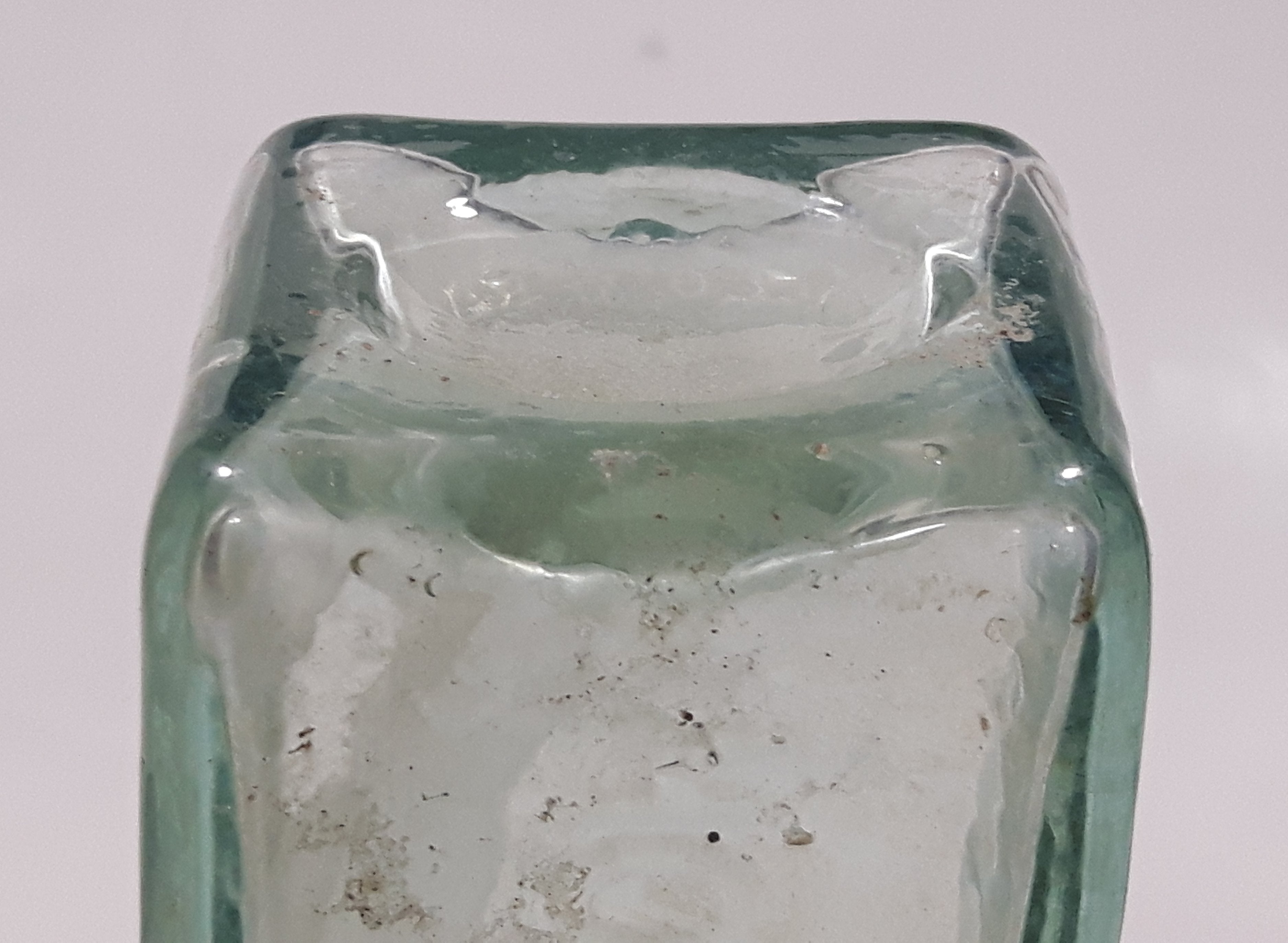 Antique 1880s Paterson's Glasgow Camp Coffee & Chicor 6 5/8" Tall Embossed Lettering Aqua Glass Bottle 15