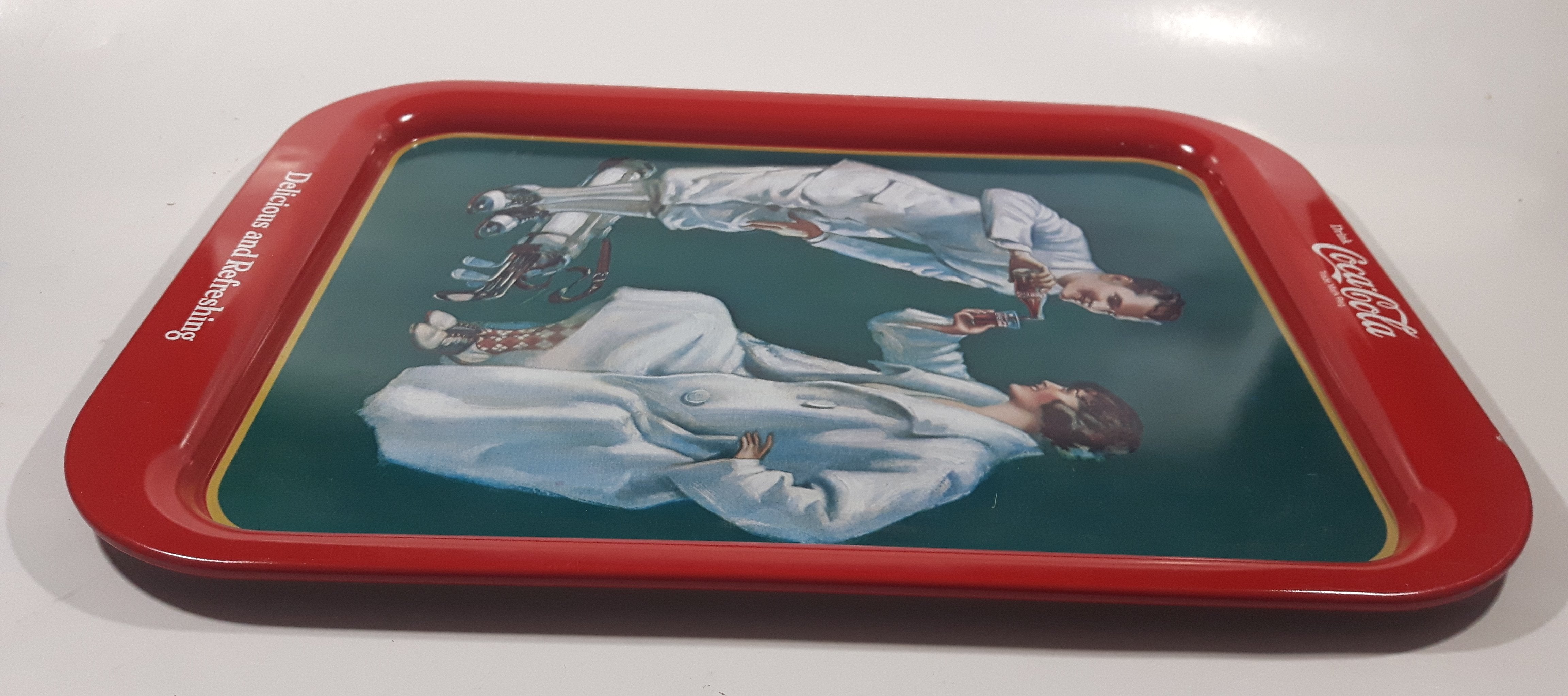 Vintage 1973 Coca Cola 1926 Golfing Couple 10 3/4" x 14 3/4" Metal Beverage Serving Tray 4