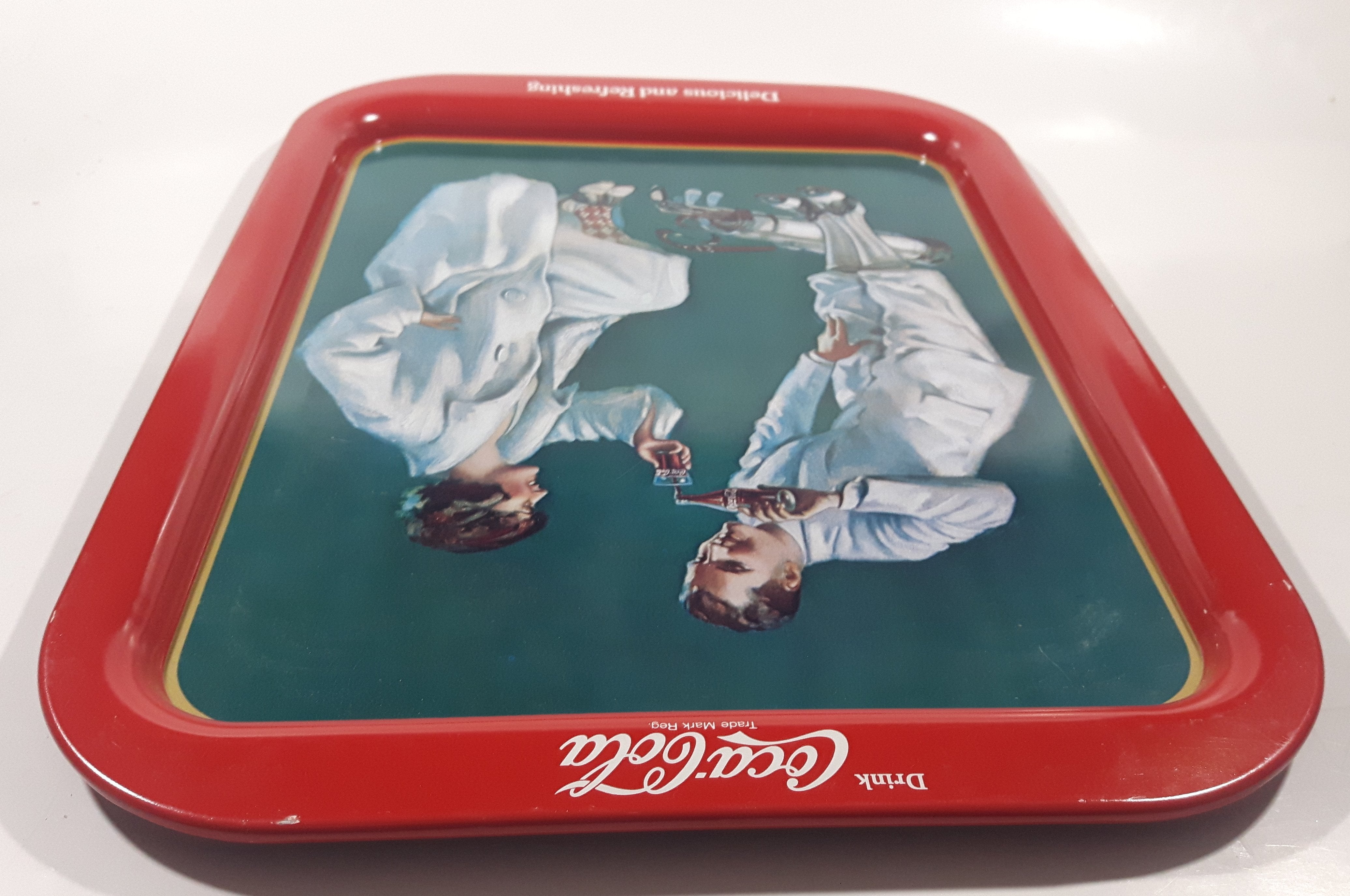 Vintage 1973 Coca Cola 1926 Golfing Couple 10 3/4" x 14 3/4" Metal Beverage Serving Tray 5