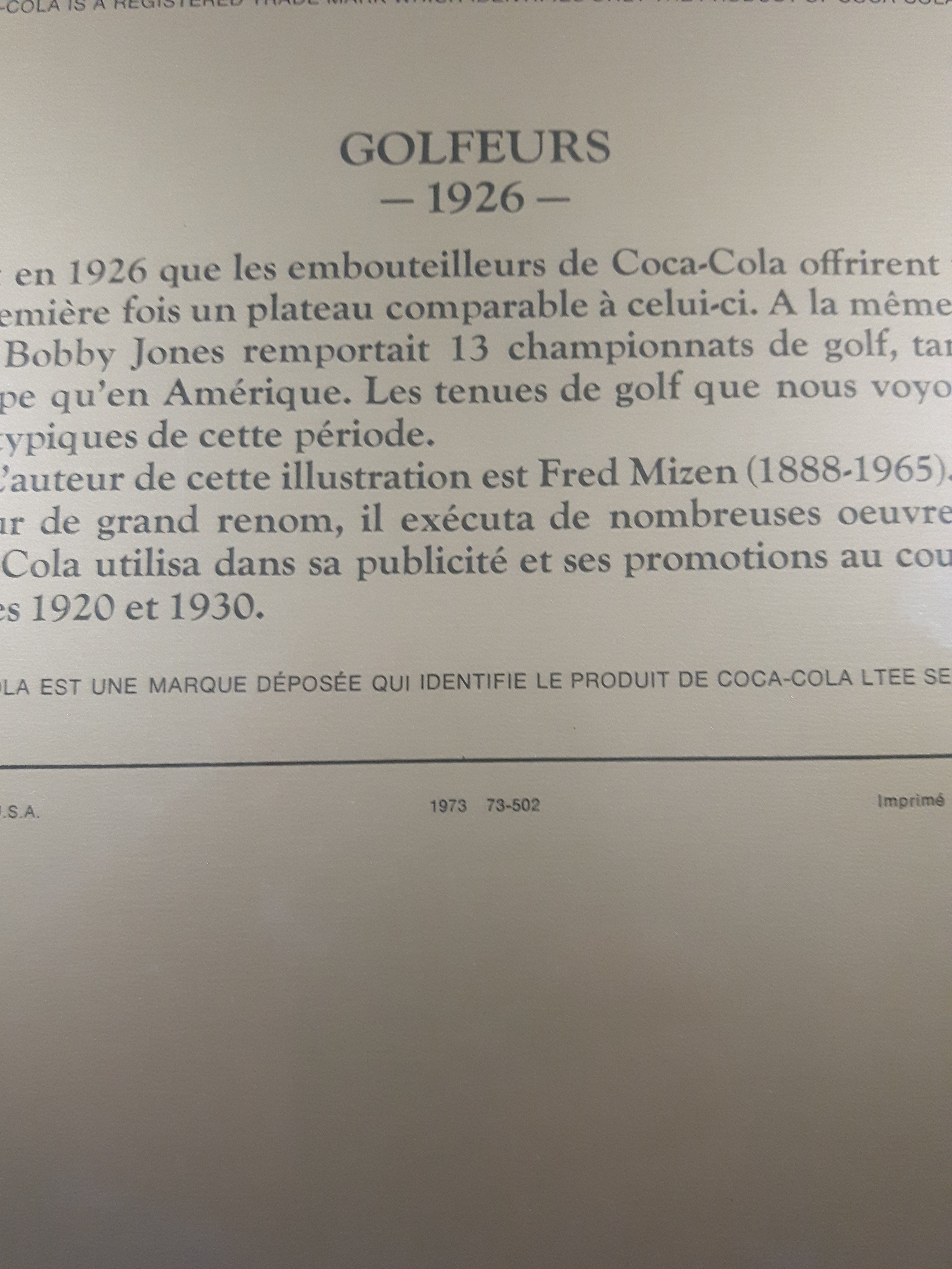 Vintage 1973 Coca Cola 1926 Golfing Couple 10 3/4" x 14 3/4" Metal Beverage Serving Tray 8