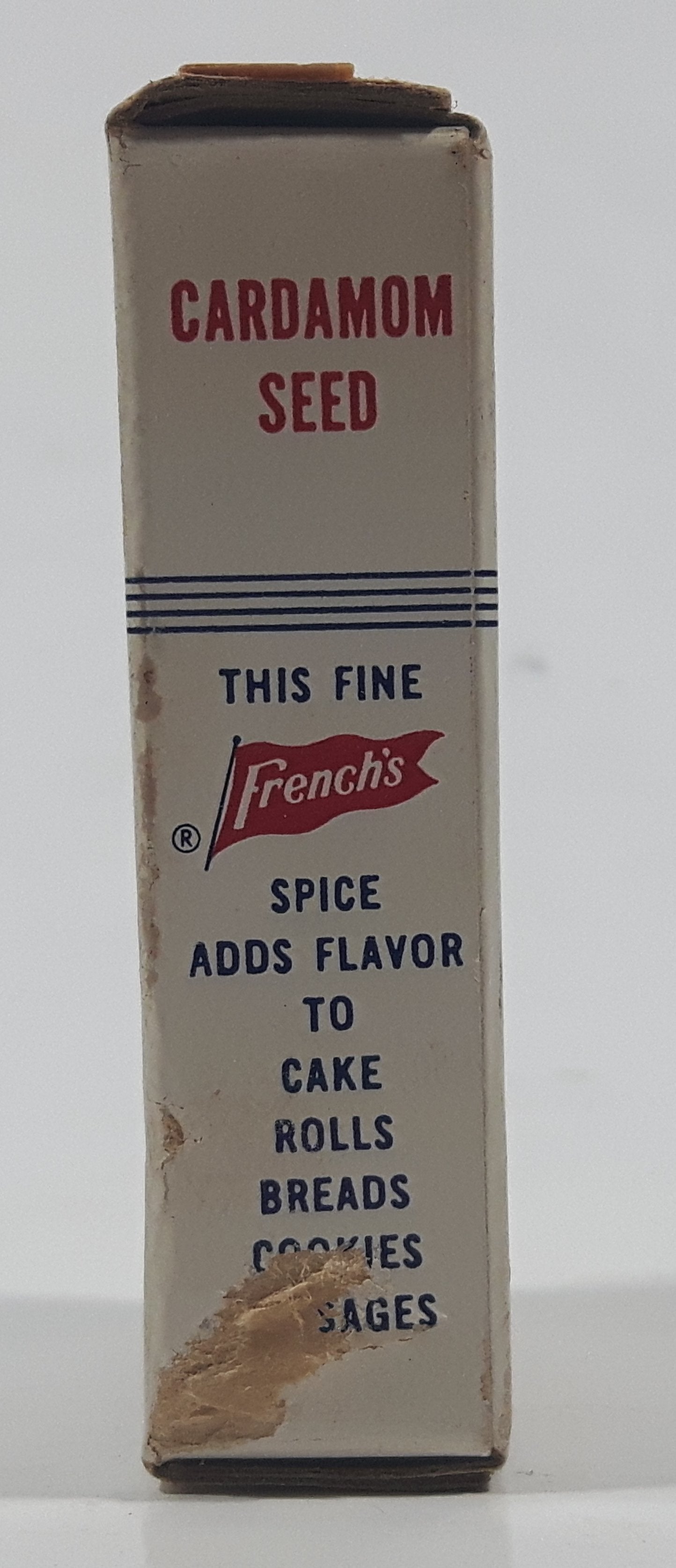 Vintage French's Cardamom Seed "Spice Adds Zest To Food" Small 2 1/2" Tall Food Box Never Opened 4