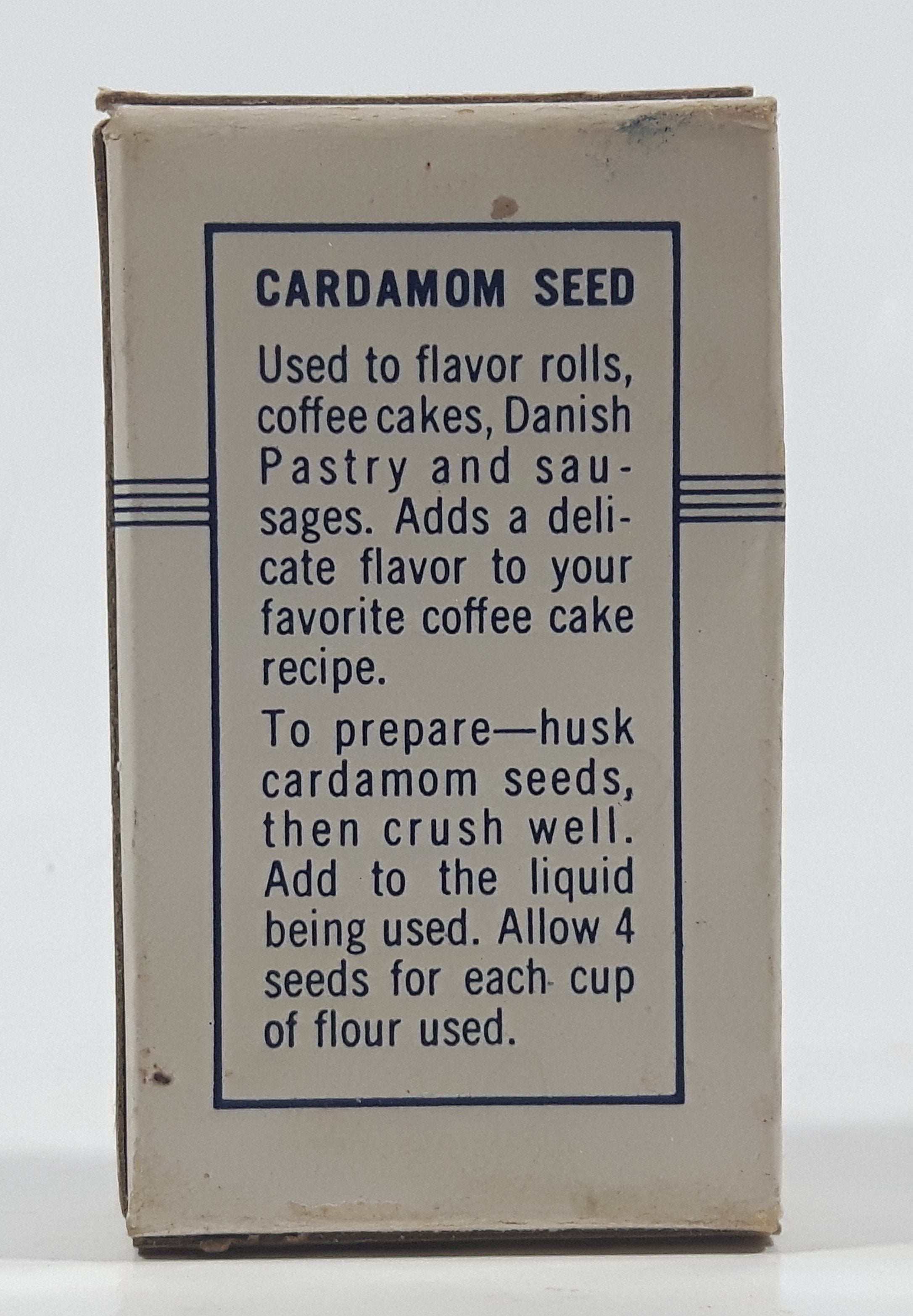 Vintage French's Cardamom Seed "Spice Adds Zest To Food" Small 2 1/2" Tall Food Box Never Opened 6